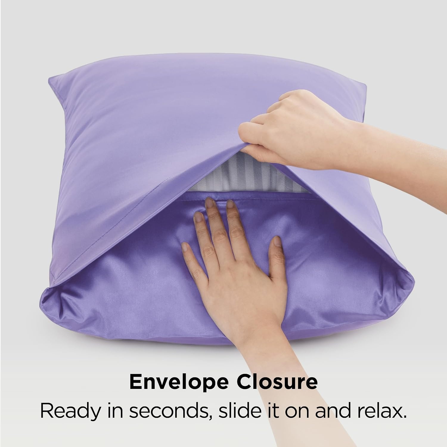 image:imageBedsure Satin Pillowcase Standard Set of 2 Silky Pillow Cases White Similar to Silk Pillow Cases Decorative Covers Room Decor Gifts for Women Men Envelope Closure For Hair Skin 20 x 2614 Lilac