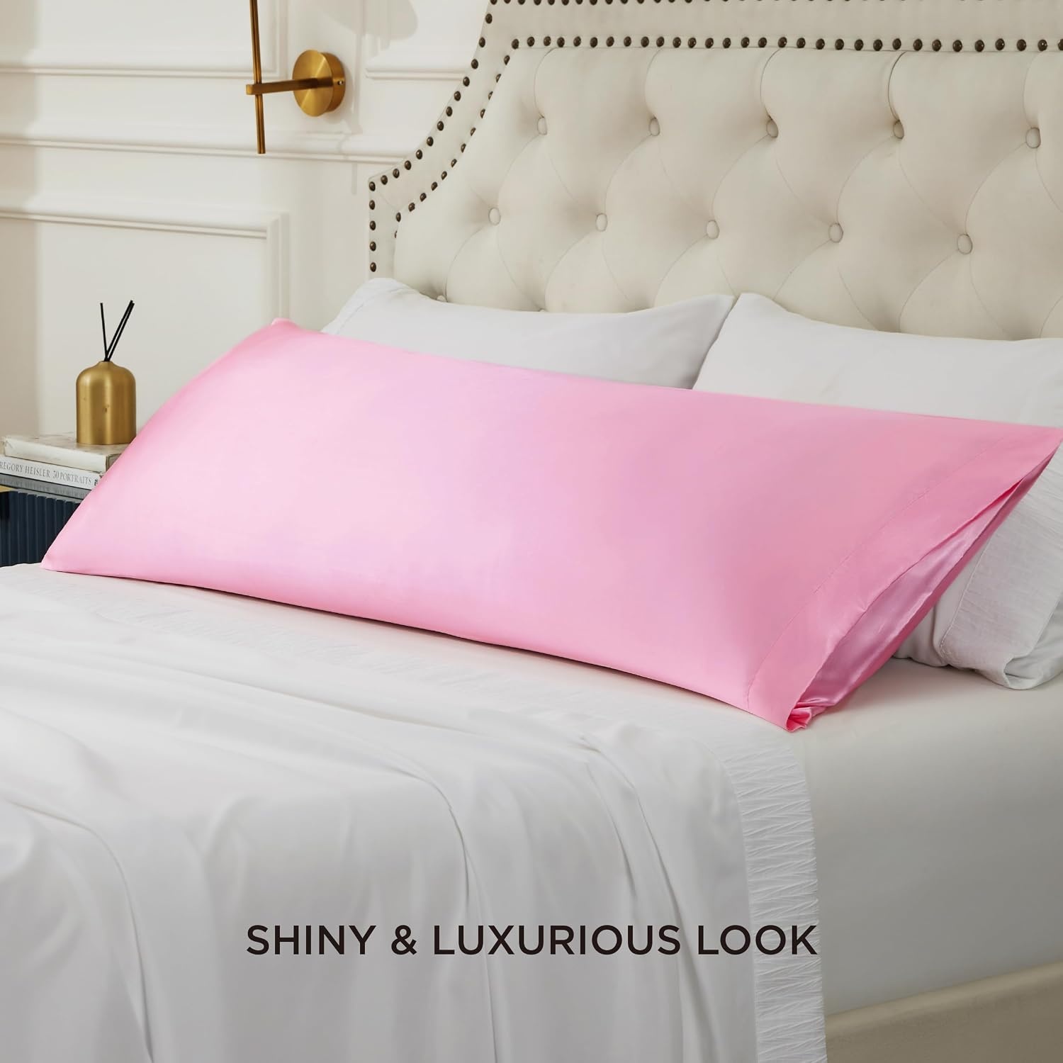 image:imageBedsure Satin Pillowcase Standard Set of 2 Silky Pillow Cases White Similar to Silk Pillow Cases Decorative Covers Room Decor Gifts for Women Men Envelope Closure For Hair Skin 20 x 2610 Pink