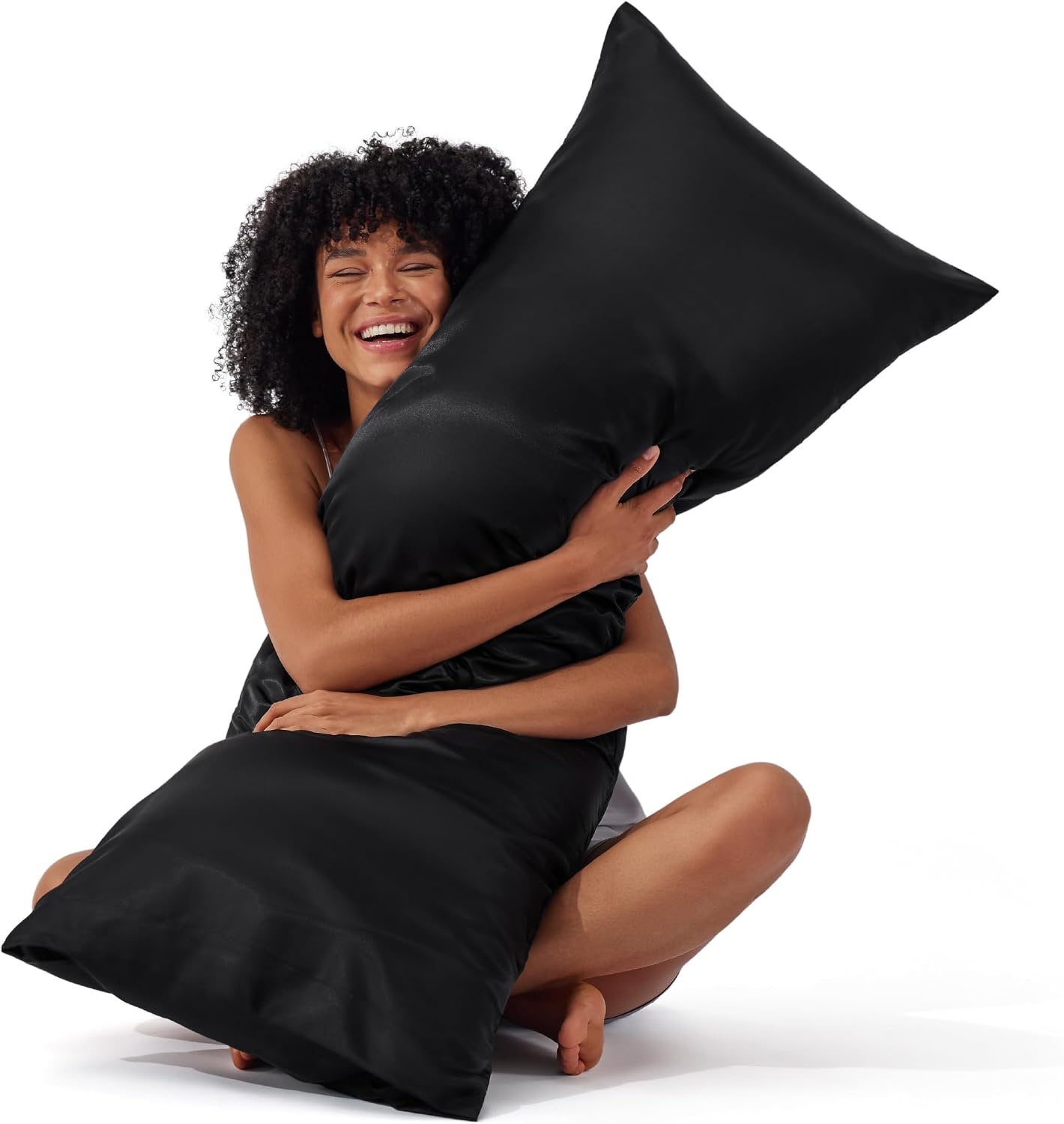 image:imageBedsure Satin Pillowcase Standard Set of 2 Silky Pillow Cases White Similar to Silk Pillow Cases Decorative Covers Room Decor Gifts for Women Men Envelope Closure For Hair Skin 20 x 2604 Black