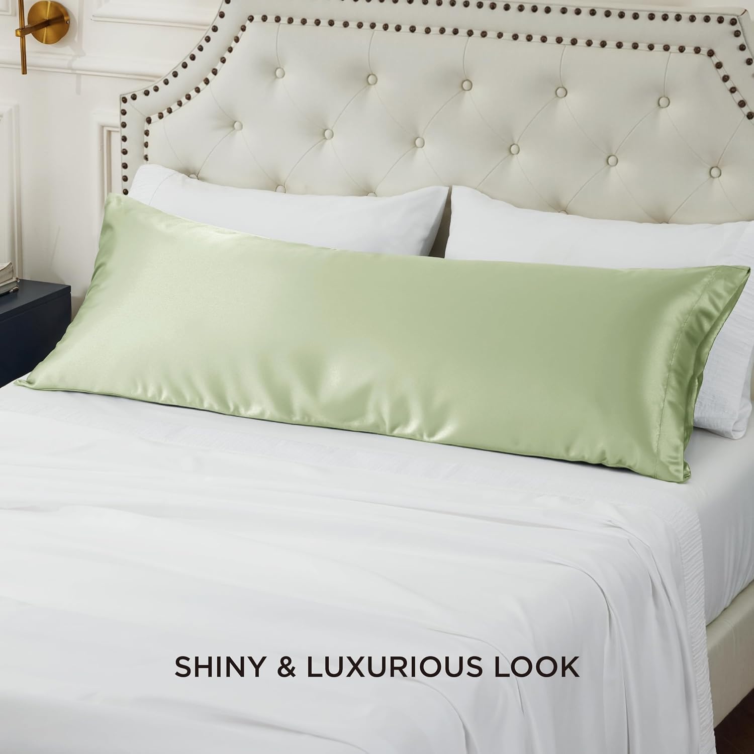 image:imageBedsure Satin Pillowcase Standard Set of 2 Silky Pillow Cases White Similar to Silk Pillow Cases Decorative Covers Room Decor Gifts for Women Men Envelope Closure For Hair Skin 20 x 2607 Sage Green