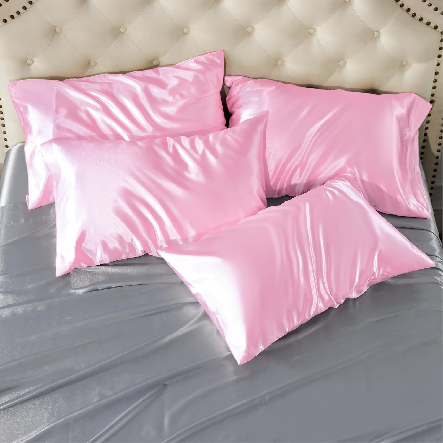 image:imageBedsure Satin Pillowcase Standard Set of 2 Silky Pillow Cases White Similar to Silk Pillow Cases Decorative Covers Room Decor Gifts for Women Men Envelope Closure For Hair Skin 20 x 2610 Pink