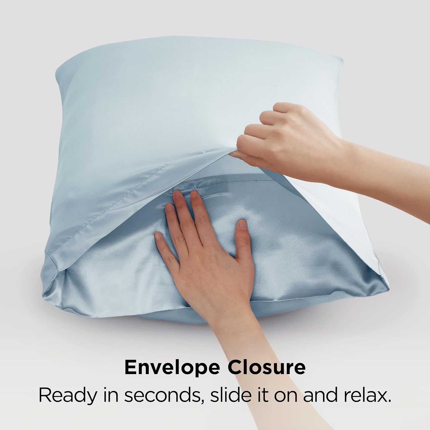 image:imageBedsure Satin Pillowcase Standard Set of 2 Silky Pillow Cases White Similar to Silk Pillow Cases Decorative Covers Room Decor Gifts for Women Men Envelope Closure For Hair Skin 20 x 2617 Stone Blue
