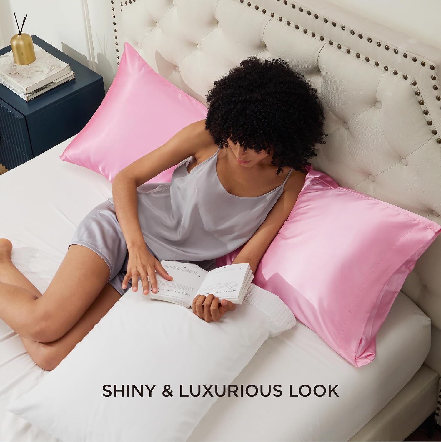 image:imageBedsure Satin Pillowcase Standard Set of 2 Silky Pillow Cases White Similar to Silk Pillow Cases Decorative Covers Room Decor Gifts for Women Men Envelope Closure For Hair Skin 20 x 2610 Pink