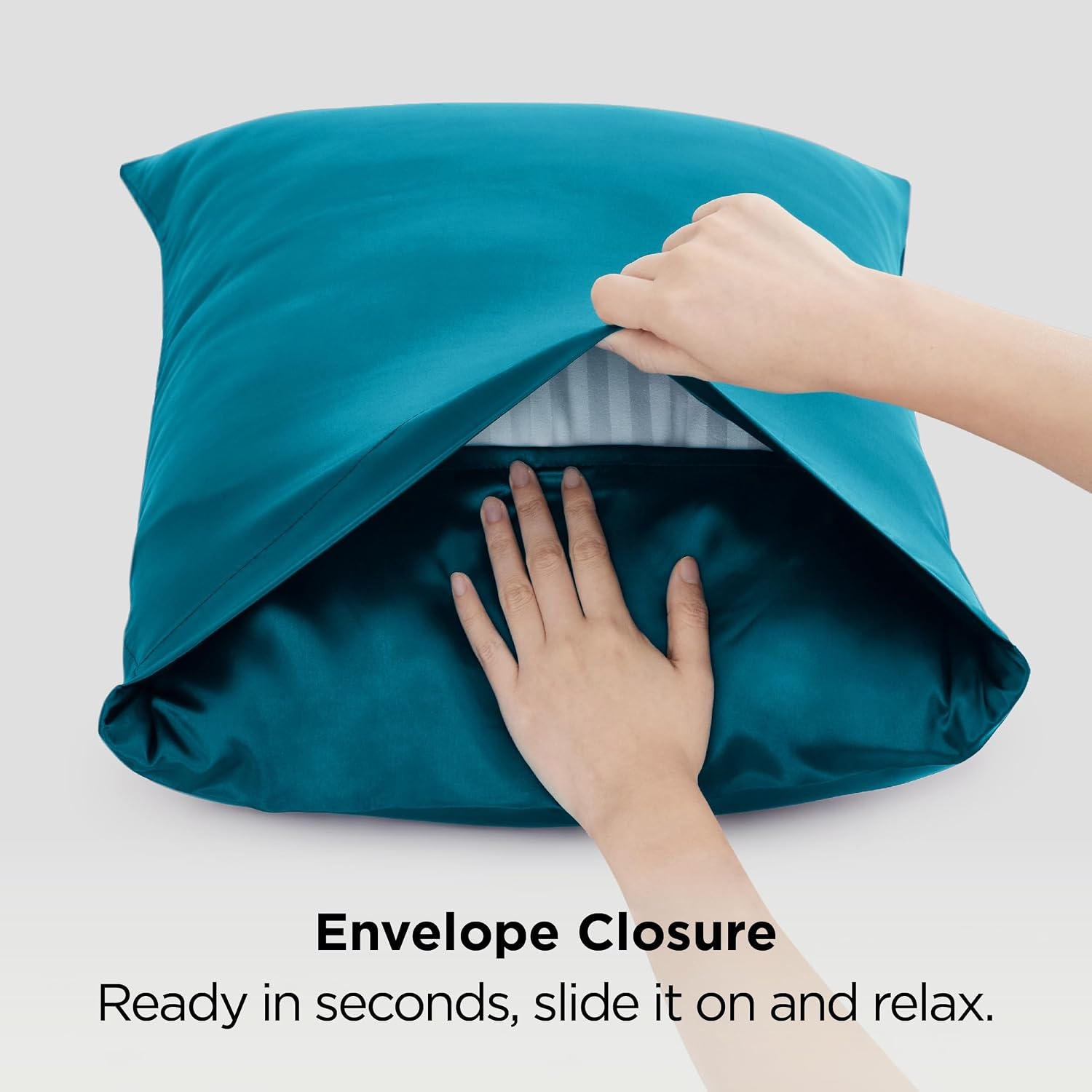image:imageBedsure Satin Pillowcase Standard Set of 2 Silky Pillow Cases White Similar to Silk Pillow Cases Decorative Covers Room Decor Gifts for Women Men Envelope Closure For Hair Skin 20 x 2624 Teal