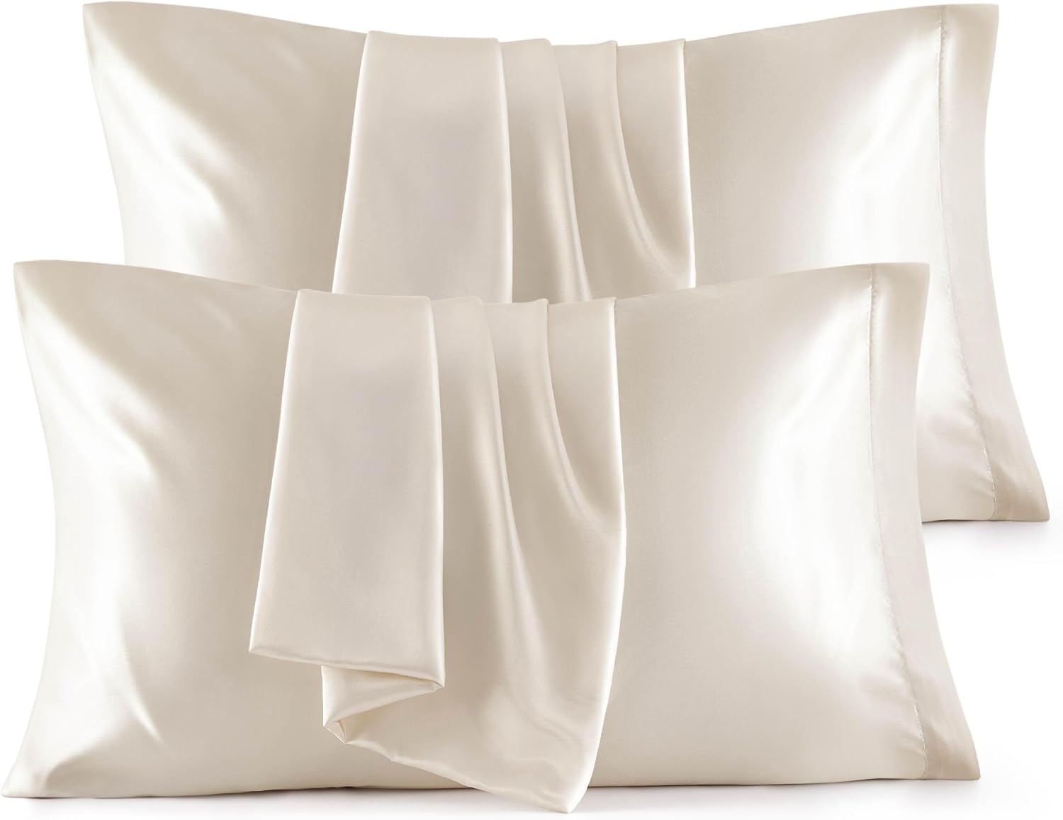 image:imageBedsure Satin Pillowcase Standard Set of 2 Silky Pillow Cases White Similar to Silk Pillow Cases Decorative Covers Room Decor Gifts for Women Men Envelope Closure For Hair Skin 20 x 2603 Beige