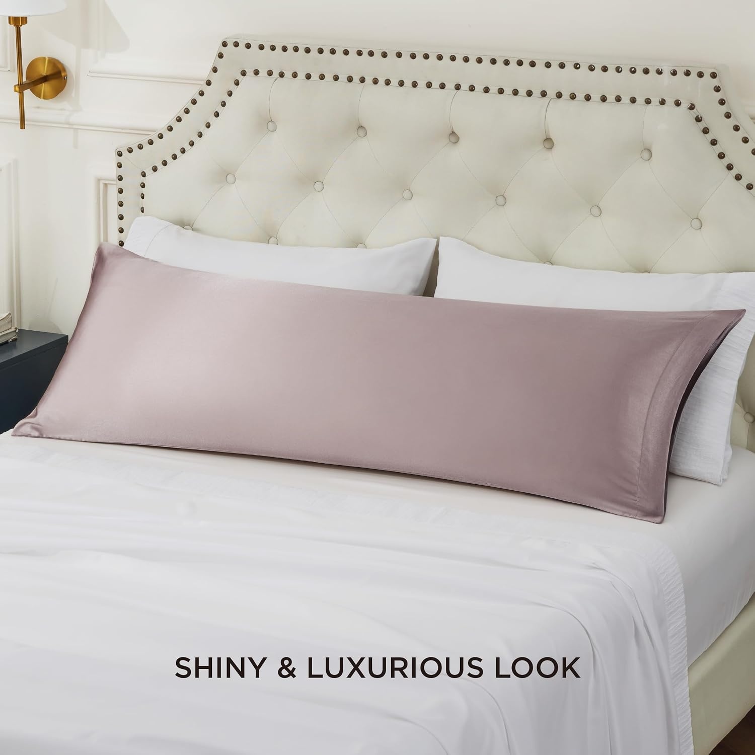 image:imageBedsure Satin Pillowcase Standard Set of 2 Silky Pillow Cases White Similar to Silk Pillow Cases Decorative Covers Room Decor Gifts for Women Men Envelope Closure For Hair Skin 20 x 2625 Dusty Rose