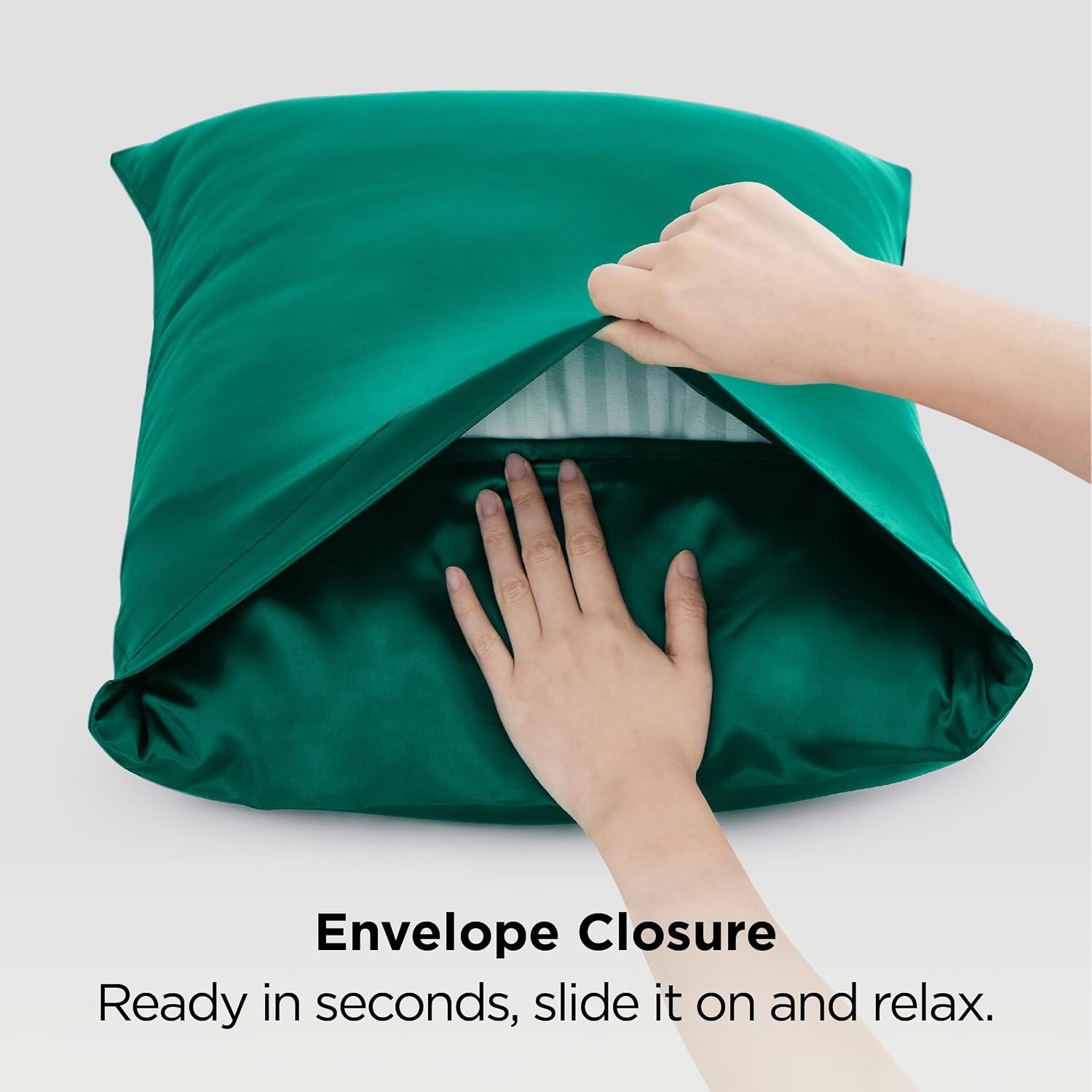 image:imageBedsure Satin Pillowcase Standard Set of 2 Silky Pillow Cases White Similar to Silk Pillow Cases Decorative Covers Room Decor Gifts for Women Men Envelope Closure For Hair Skin 20 x 2613 Dark Green