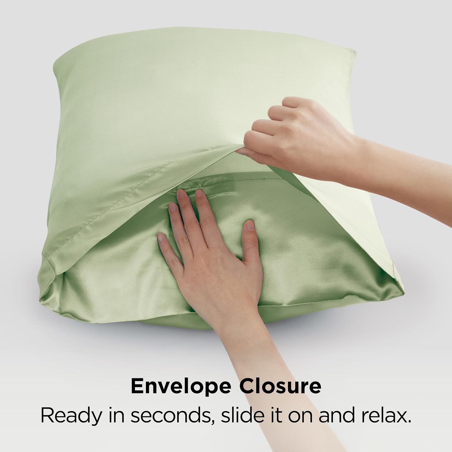 image:imageBedsure Satin Pillowcase Standard Set of 2 Silky Pillow Cases White Similar to Silk Pillow Cases Decorative Covers Room Decor Gifts for Women Men Envelope Closure For Hair Skin 20 x 2607 Sage Green