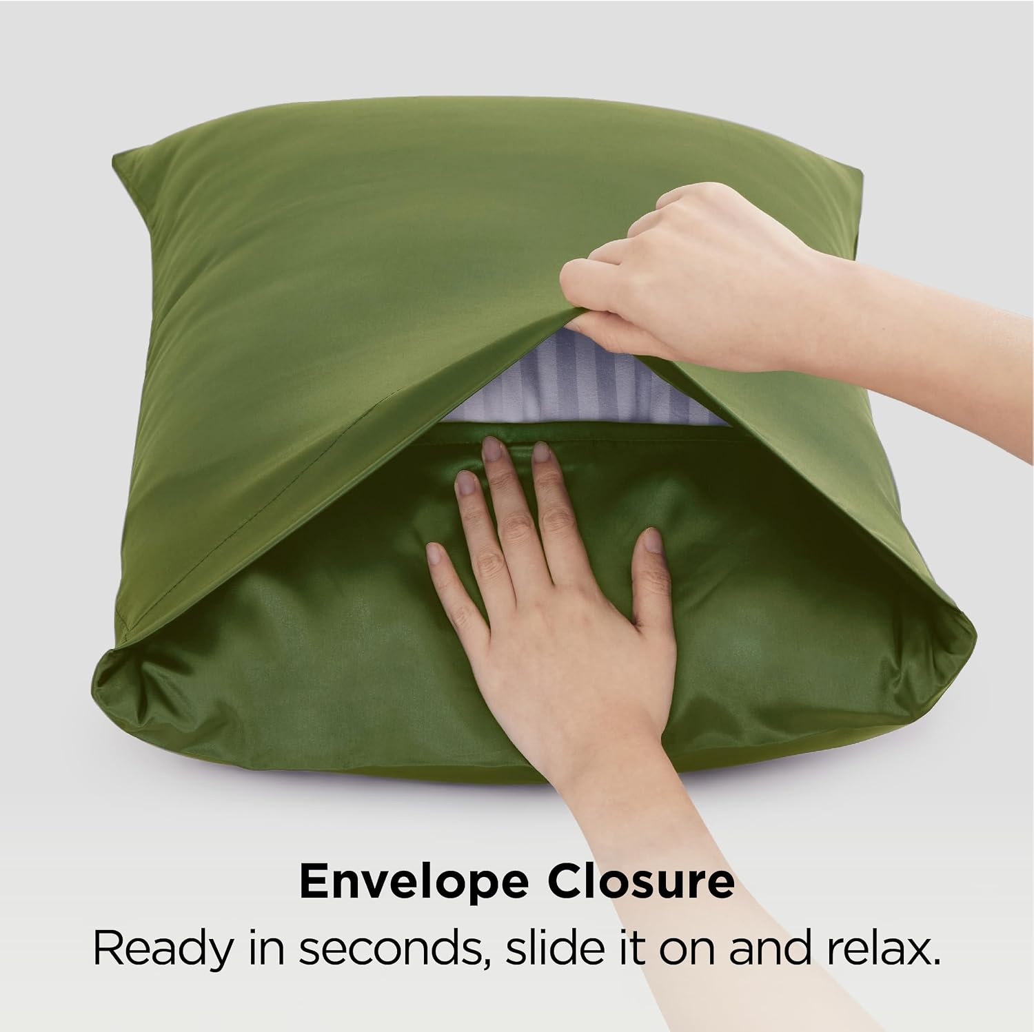 image:imageBedsure Satin Pillowcase Standard Set of 2 Silky Pillow Cases White Similar to Silk Pillow Cases Decorative Covers Room Decor Gifts for Women Men Envelope Closure For Hair Skin 20 x 2626 Moss