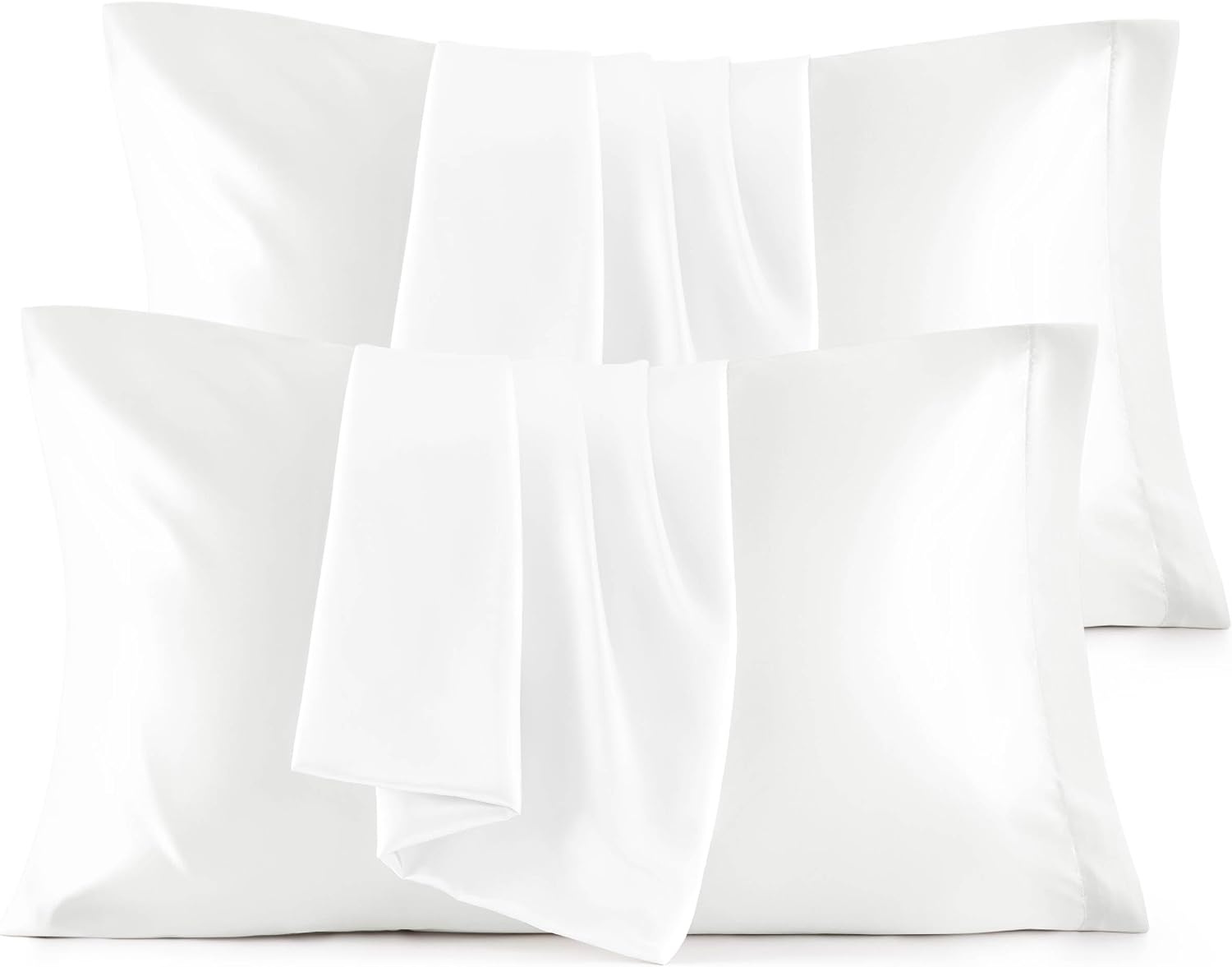 image:imageBedsure Satin Pillowcase Standard Set of 2 Silky Pillow Cases White Similar to Silk Pillow Cases Decorative Covers Room Decor Gifts for Women Men Envelope Closure For Hair Skin 20 x 2602 Pure White
