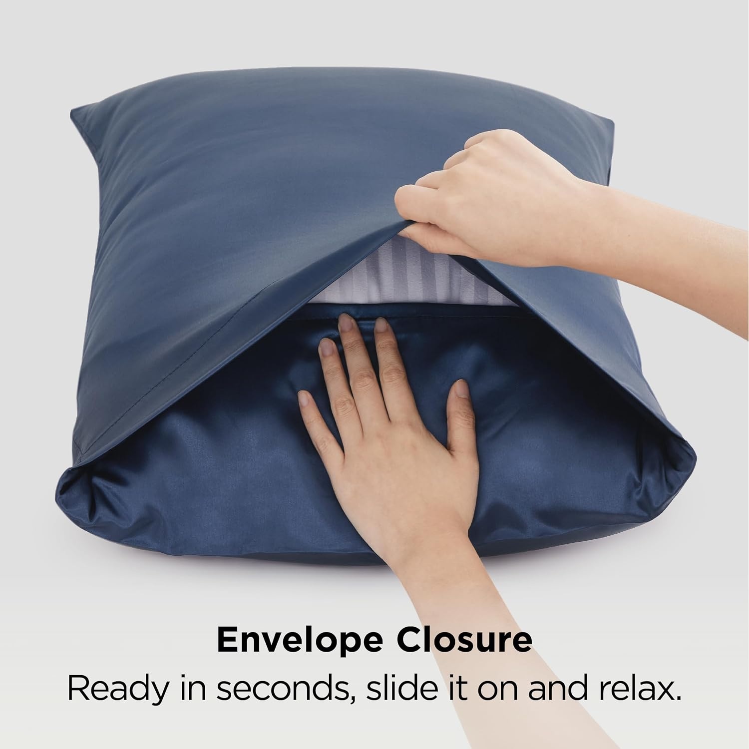 image:imageBedsure Satin Pillowcase Standard Set of 2 Silky Pillow Cases White Similar to Silk Pillow Cases Decorative Covers Room Decor Gifts for Women Men Envelope Closure For Hair Skin 20 x 2606 Blue