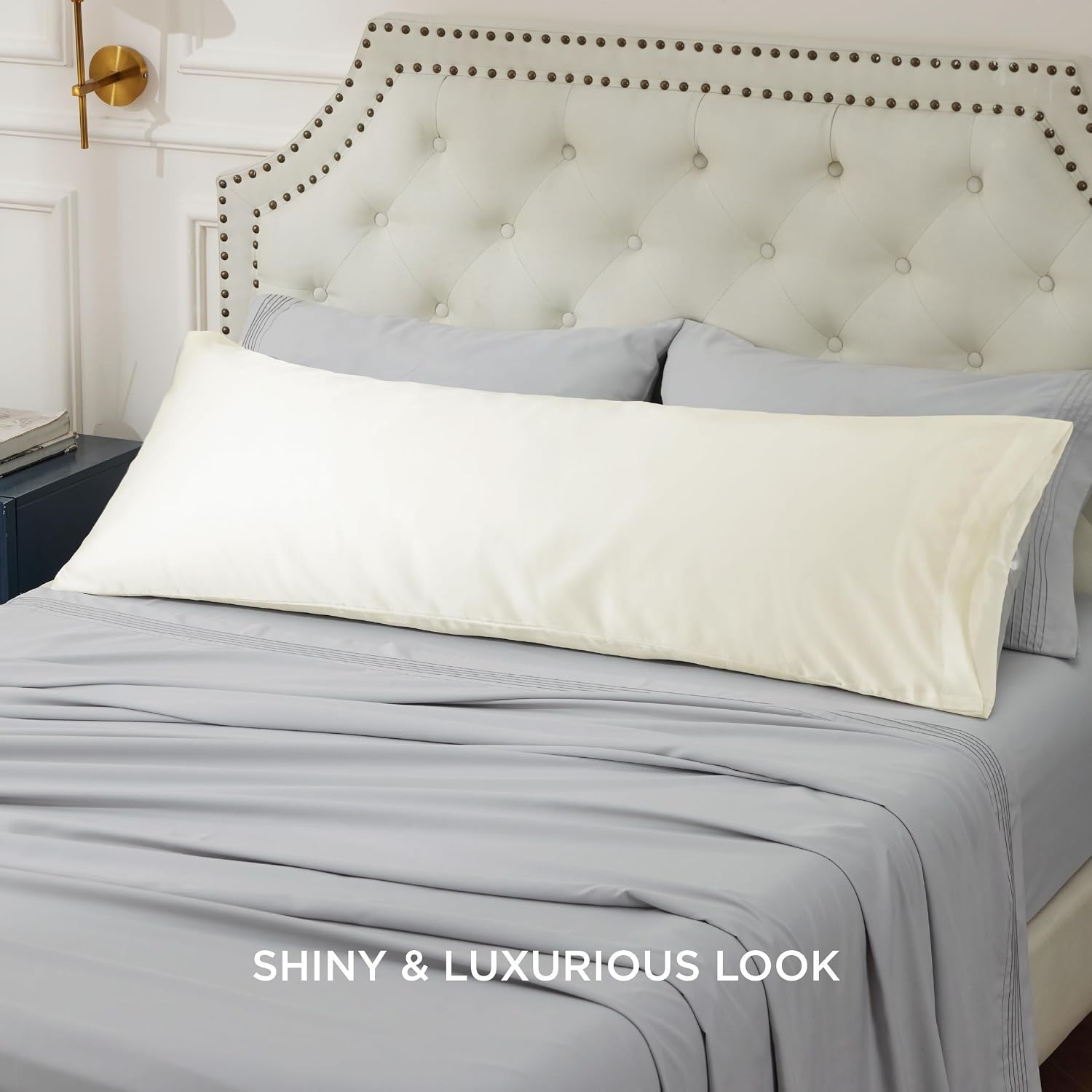 image:imageBedsure Satin Pillowcase Standard Set of 2 Silky Pillow Cases White Similar to Silk Pillow Cases Decorative Covers Room Decor Gifts for Women Men Envelope Closure For Hair Skin 20 x 2608 Ivory