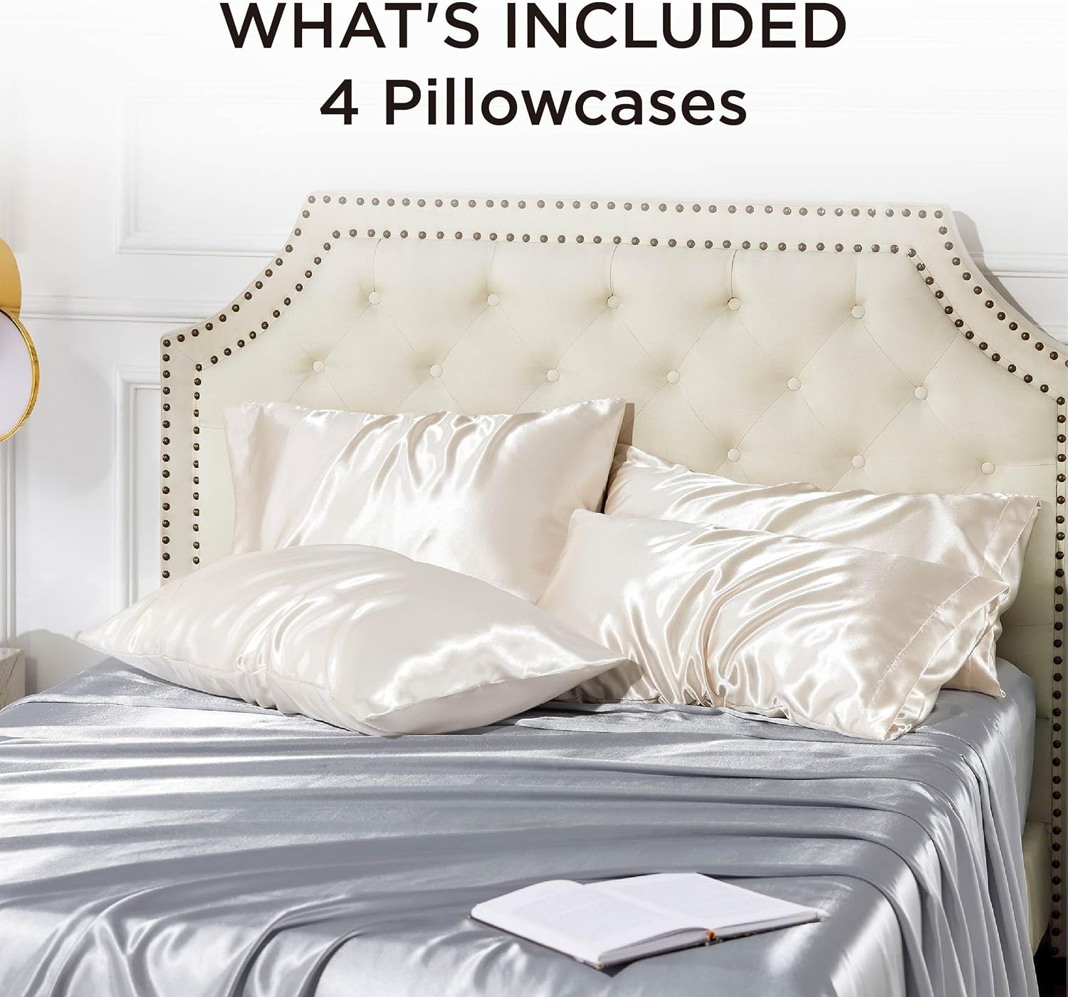 image:imageBedsure Satin Pillowcase Standard Set of 2 Silky Pillow Cases White Similar to Silk Pillow Cases Decorative Covers Room Decor Gifts for Women Men Envelope Closure For Hair Skin 20 x 2603 Beige