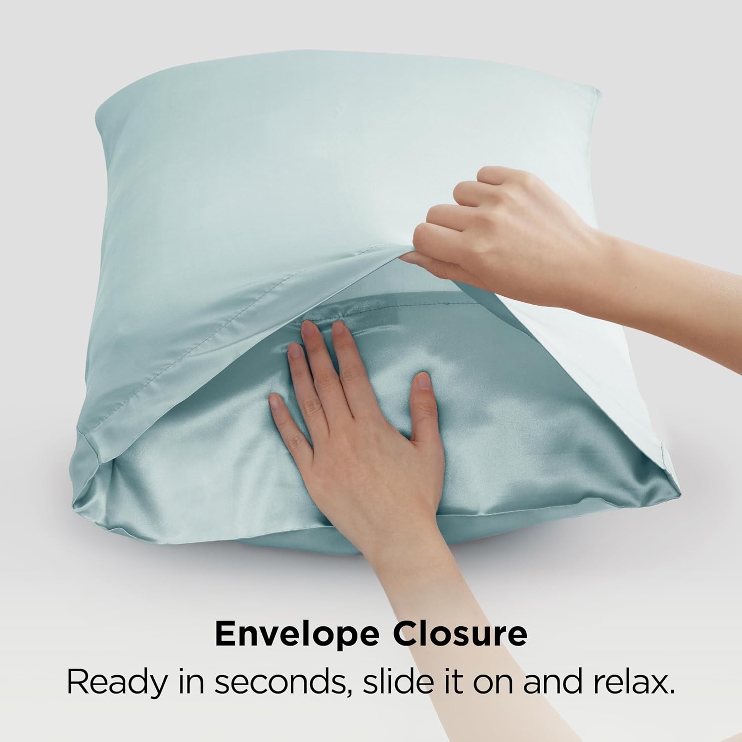 image:imageBedsure Satin Pillowcase Standard Set of 2 Silky Pillow Cases White Similar to Silk Pillow Cases Decorative Covers Room Decor Gifts for Women Men Envelope Closure For Hair Skin 20 x 2622 Light Turquoise
