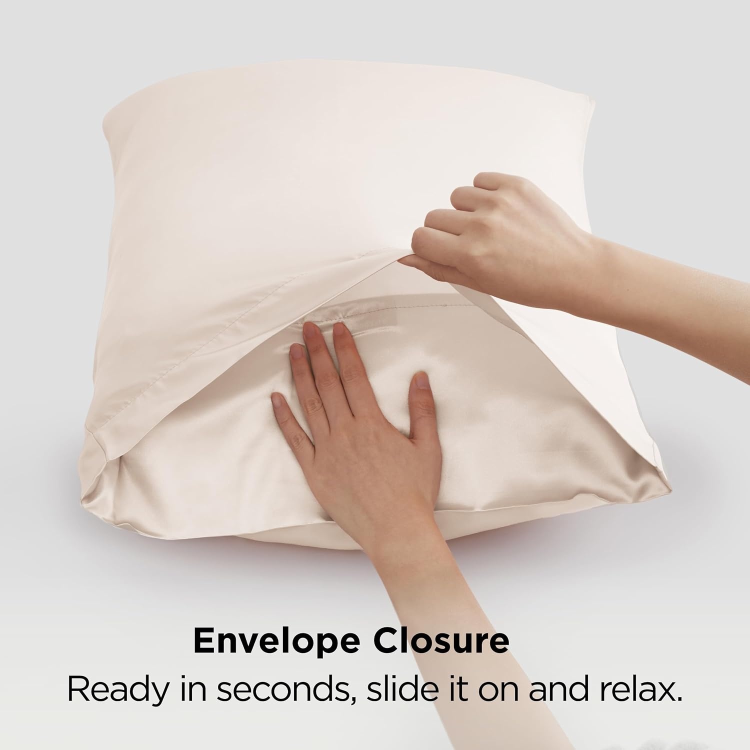 image:imageBedsure Satin Pillowcase Standard Set of 2 Silky Pillow Cases White Similar to Silk Pillow Cases Decorative Covers Room Decor Gifts for Women Men Envelope Closure For Hair Skin 20 x 2603 Beige