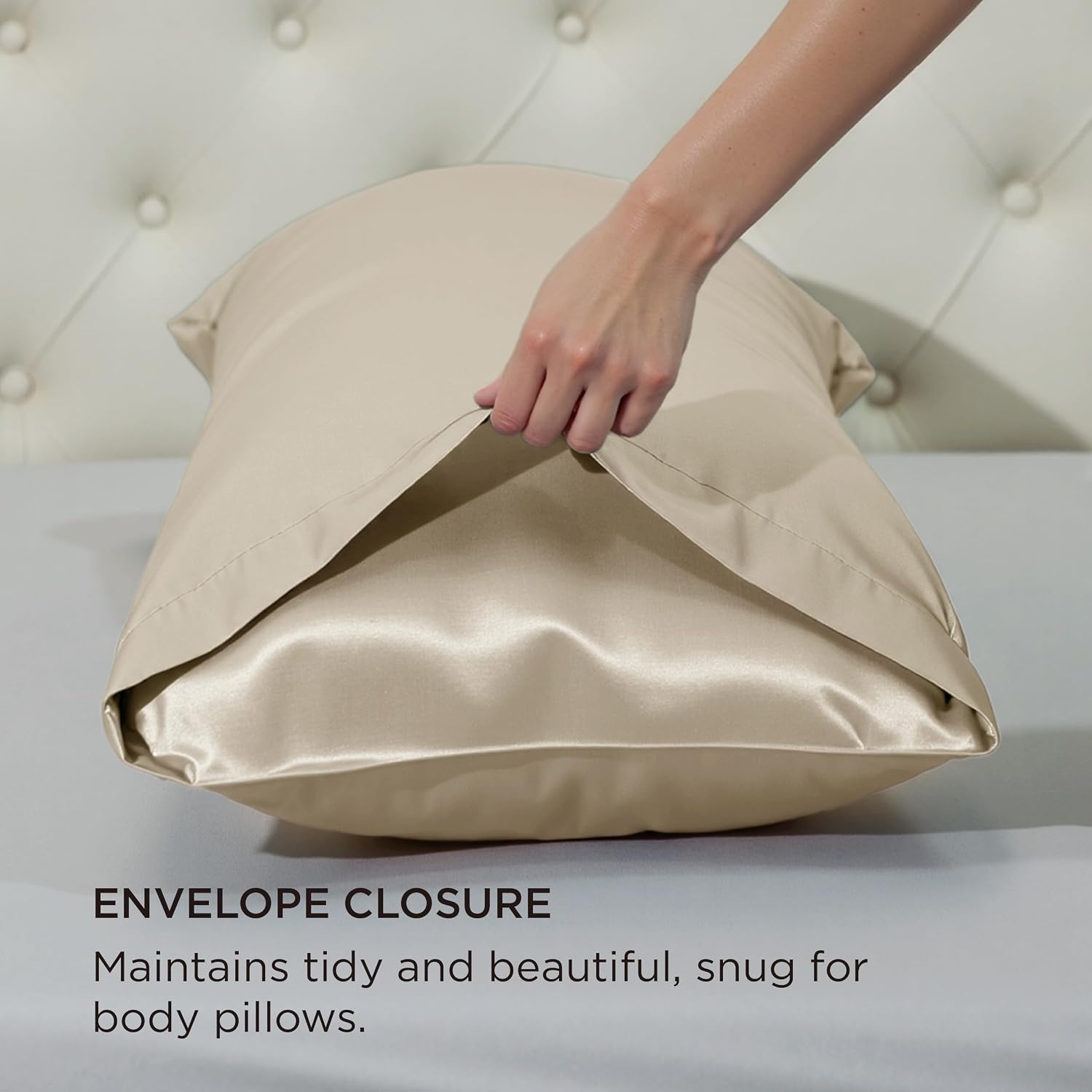 image:imageBedsure Satin Pillowcase Standard Set of 2 Silky Pillow Cases White Similar to Silk Pillow Cases Decorative Covers Room Decor Gifts for Women Men Envelope Closure For Hair Skin 20 x 2615 Khaki