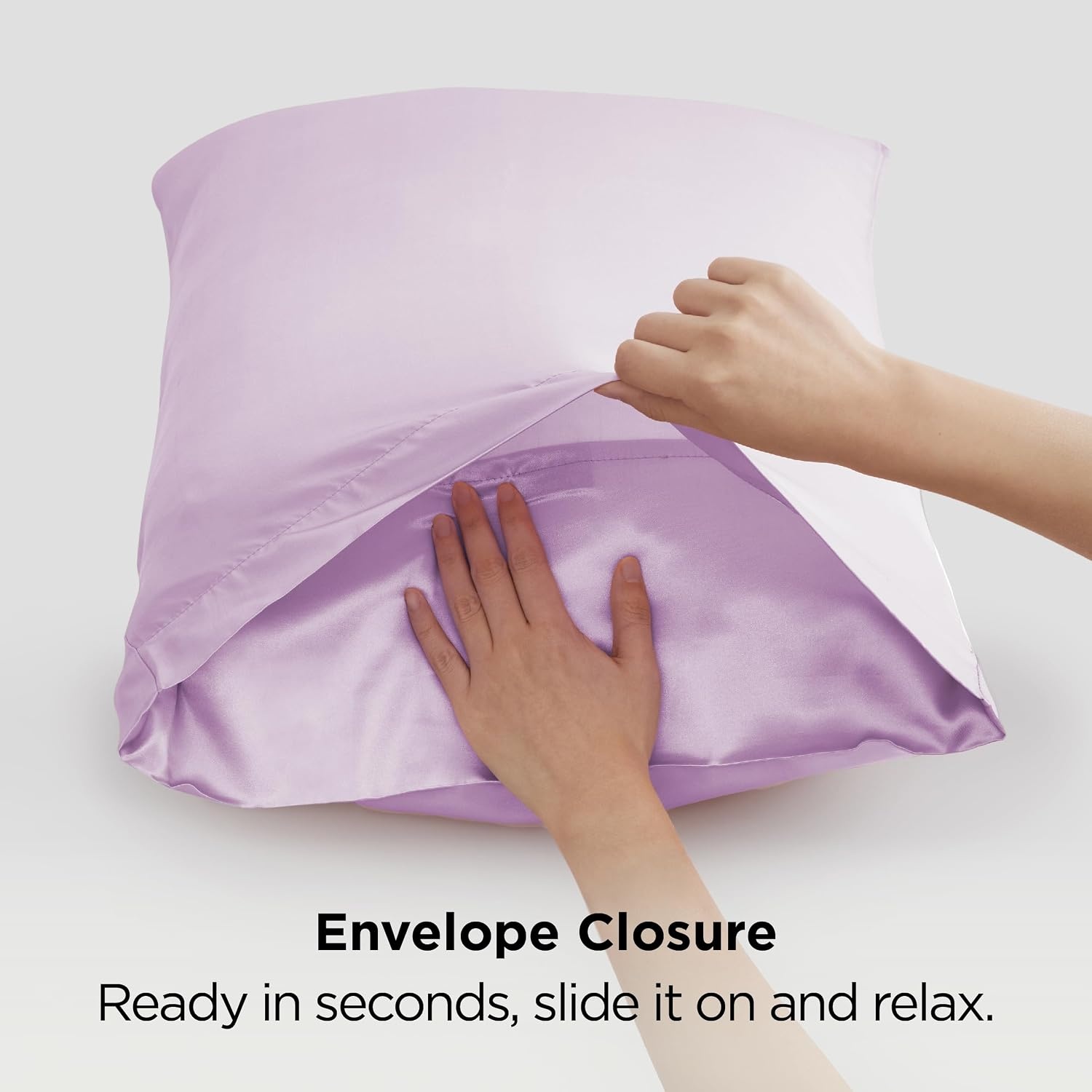 image:imageBedsure Satin Pillowcase Standard Set of 2 Silky Pillow Cases White Similar to Silk Pillow Cases Decorative Covers Room Decor Gifts for Women Men Envelope Closure For Hair Skin 20 x 2620 Lavender