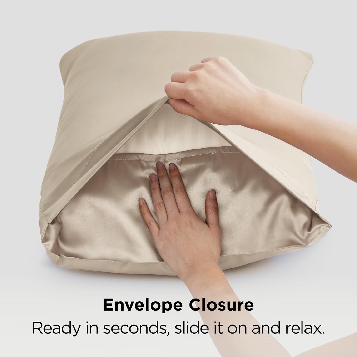 image:imageBedsure Satin Pillowcase Standard Set of 2 Silky Pillow Cases White Similar to Silk Pillow Cases Decorative Covers Room Decor Gifts for Women Men Envelope Closure For Hair Skin 20 x 2615 Khaki