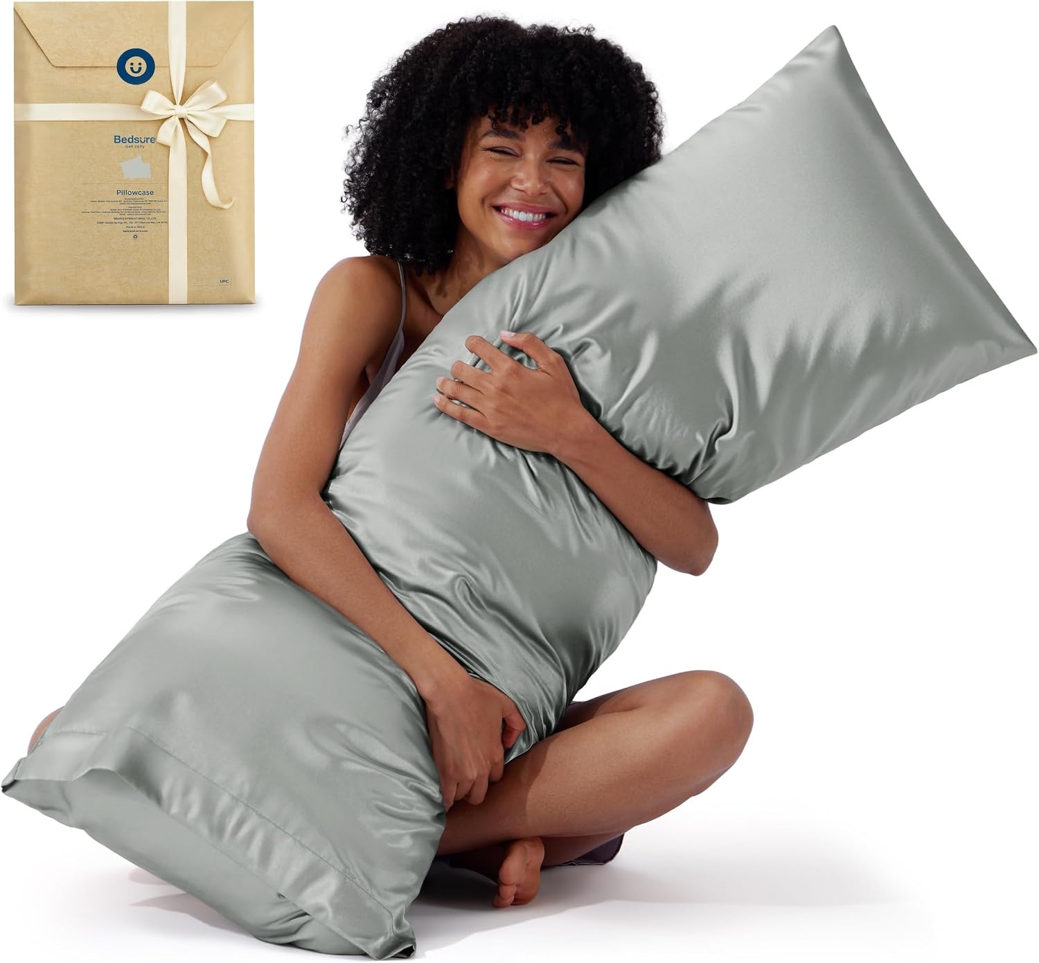 image:imageBedsure Satin Pillowcase Standard Set of 2 Silky Pillow Cases White Similar to Silk Pillow Cases Decorative Covers Room Decor Gifts for Women Men Envelope Closure For Hair Skin 20 x 2601 Silver Grey
