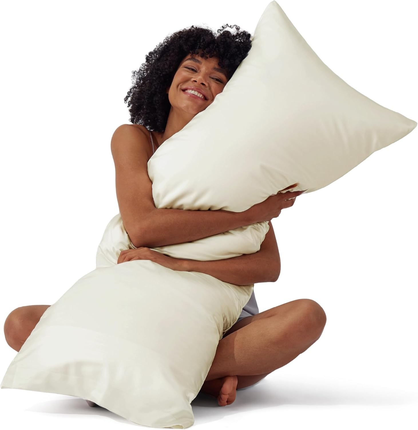 image:imageBedsure Satin Pillowcase Standard Set of 2 Silky Pillow Cases White Similar to Silk Pillow Cases Decorative Covers Room Decor Gifts for Women Men Envelope Closure For Hair Skin 20 x 2608 Ivory