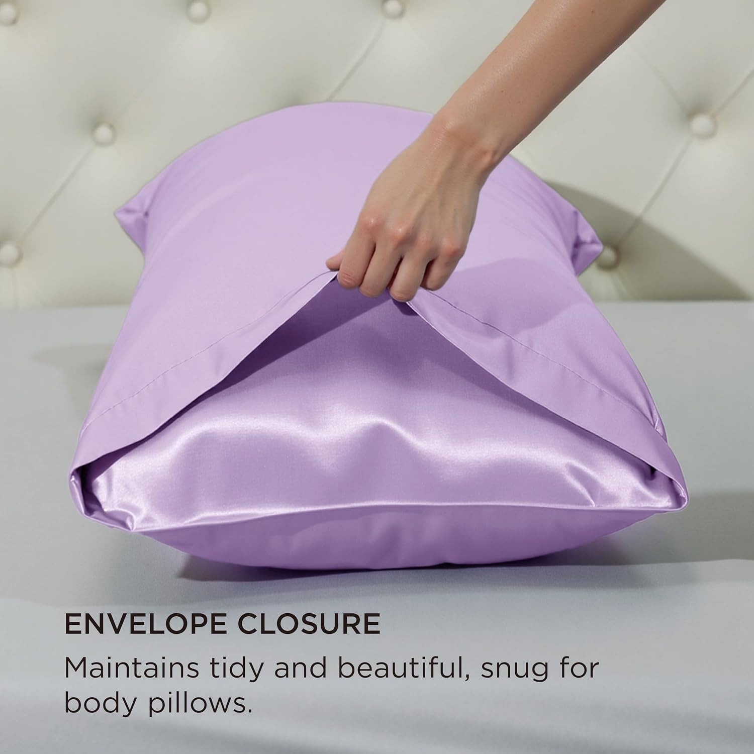 image:imageBedsure Satin Pillowcase Standard Set of 2 Silky Pillow Cases White Similar to Silk Pillow Cases Decorative Covers Room Decor Gifts for Women Men Envelope Closure For Hair Skin 20 x 2620 Lavender