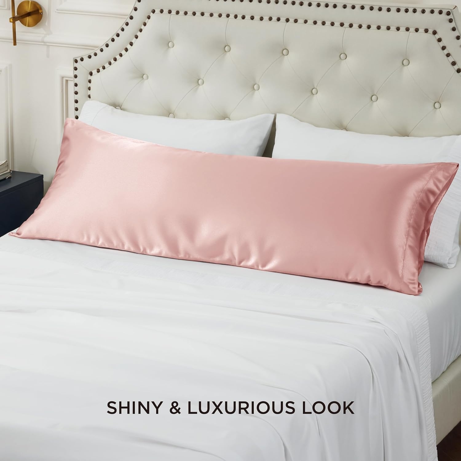 image:imageBedsure Satin Pillowcase Standard Set of 2 Silky Pillow Cases White Similar to Silk Pillow Cases Decorative Covers Room Decor Gifts for Women Men Envelope Closure For Hair Skin 20 x 2621 Peach Pink