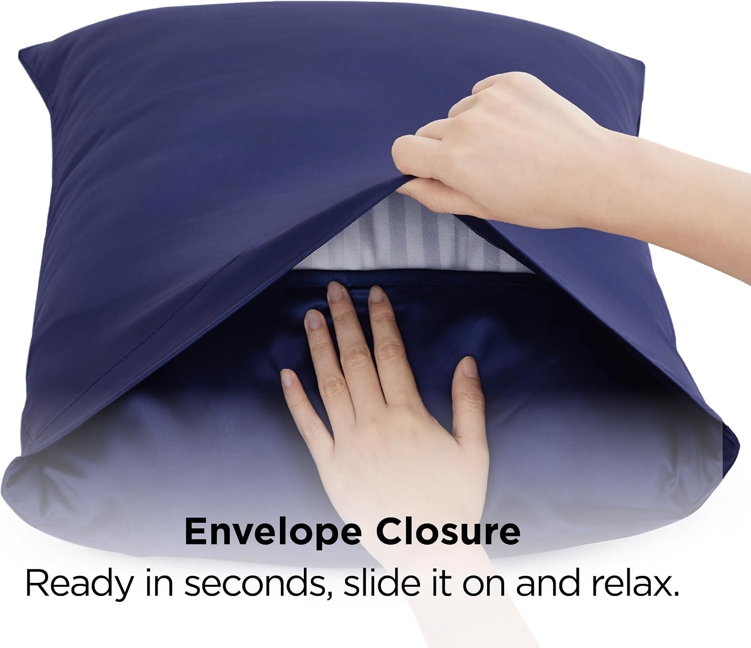 image:imageBedsure Satin Pillowcase Standard Set of 2 Silky Pillow Cases White Similar to Silk Pillow Cases Decorative Covers Room Decor Gifts for Women Men Envelope Closure For Hair Skin 20 x 2609 Navy