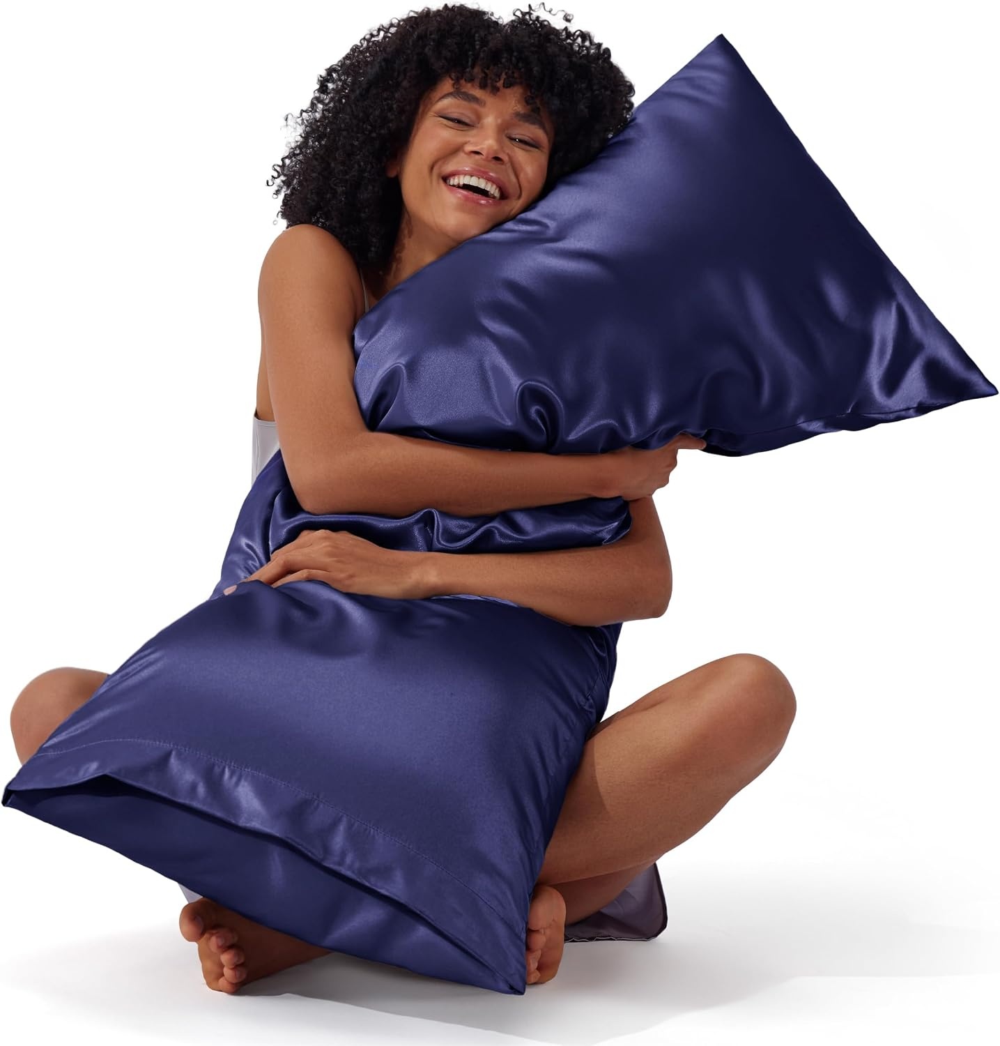 image:imageBedsure Satin Pillowcase Standard Set of 2 Silky Pillow Cases White Similar to Silk Pillow Cases Decorative Covers Room Decor Gifts for Women Men Envelope Closure For Hair Skin 20 x 2609 Navy
