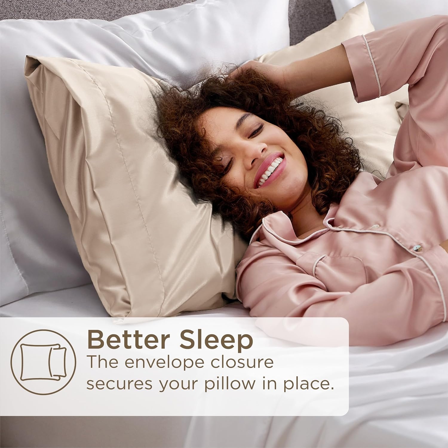 image:imageBedsure Satin Pillowcase Standard Set of 2 Silky Pillow Cases White Similar to Silk Pillow Cases Decorative Covers Room Decor Gifts for Women Men Envelope Closure For Hair Skin 20 x 2603 Beige