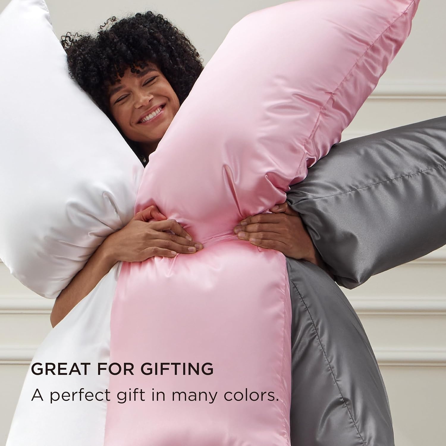 image:imageBedsure Satin Pillowcase Standard Set of 2 Silky Pillow Cases White Similar to Silk Pillow Cases Decorative Covers Room Decor Gifts for Women Men Envelope Closure For Hair Skin 20 x 2605 Dark Grey