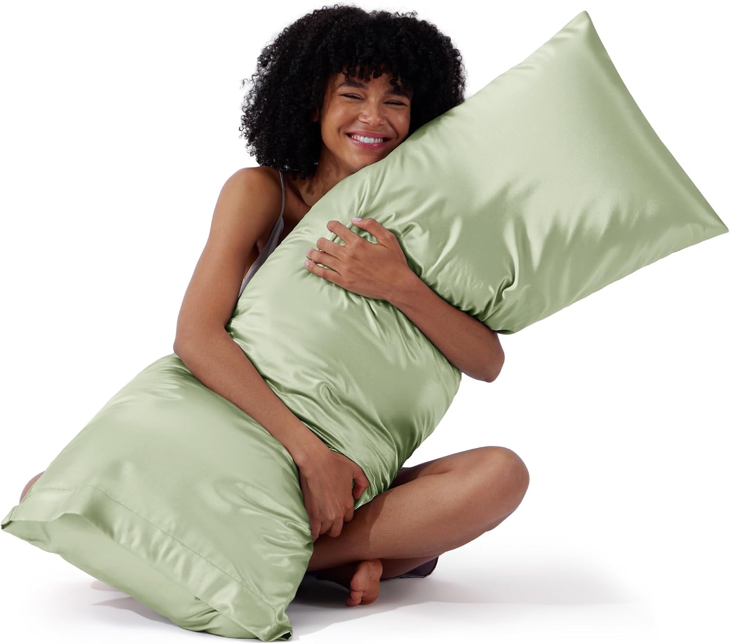 image:imageBedsure Satin Pillowcase Standard Set of 2 Silky Pillow Cases White Similar to Silk Pillow Cases Decorative Covers Room Decor Gifts for Women Men Envelope Closure For Hair Skin 20 x 2607 Sage Green