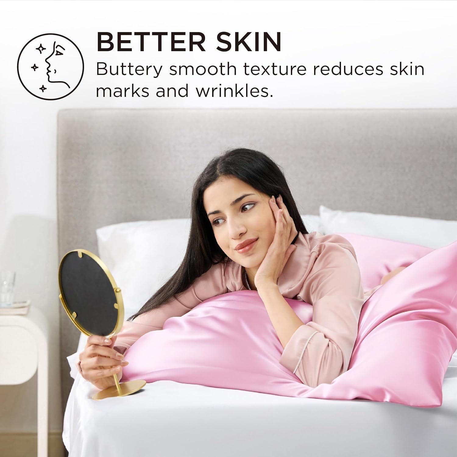 image:imageBedsure Satin Pillowcase Standard Set of 2 Silky Pillow Cases White Similar to Silk Pillow Cases Decorative Covers Room Decor Gifts for Women Men Envelope Closure For Hair Skin 20 x 2610 Pink