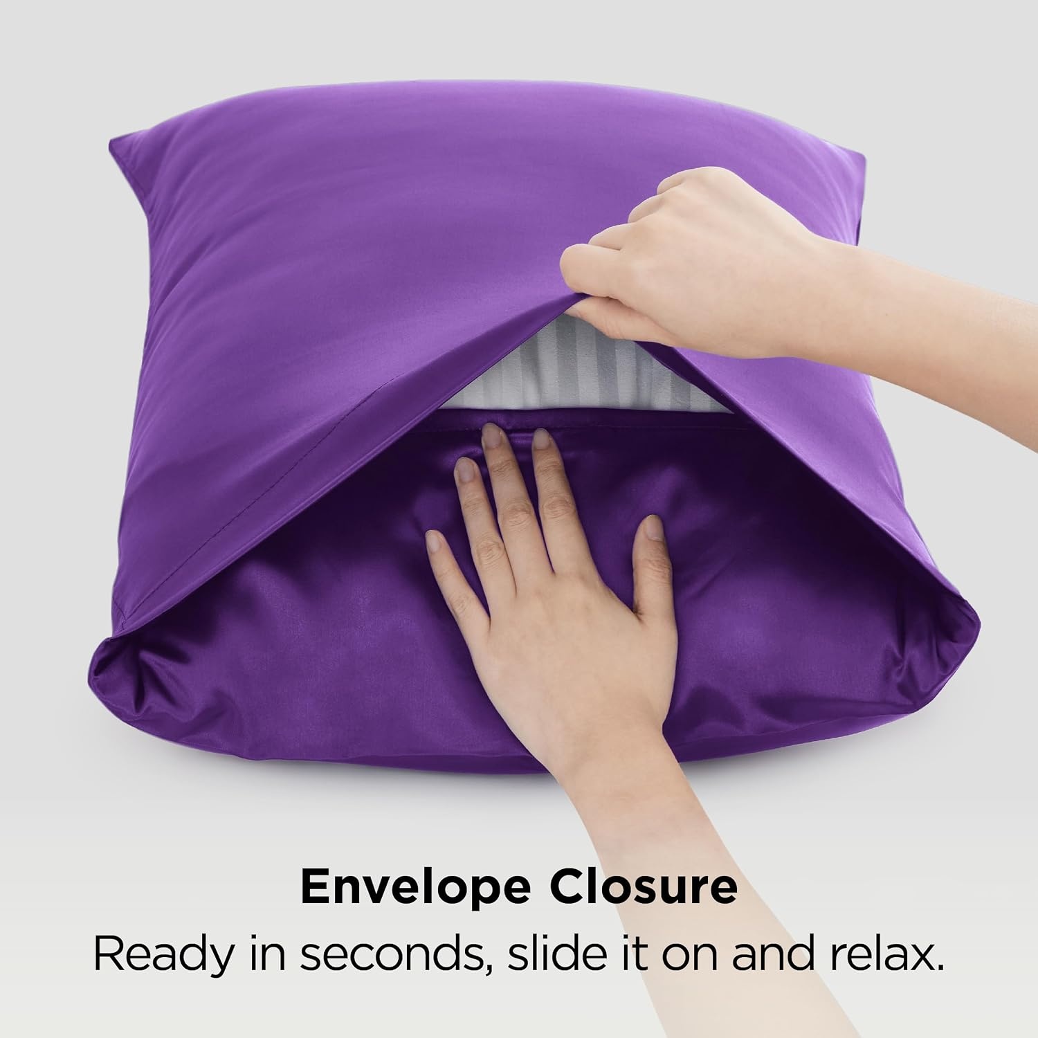 image:imageBedsure Satin Pillowcase Standard Set of 2 Silky Pillow Cases White Similar to Silk Pillow Cases Decorative Covers Room Decor Gifts for Women Men Envelope Closure For Hair Skin 20 x 2616 Purple