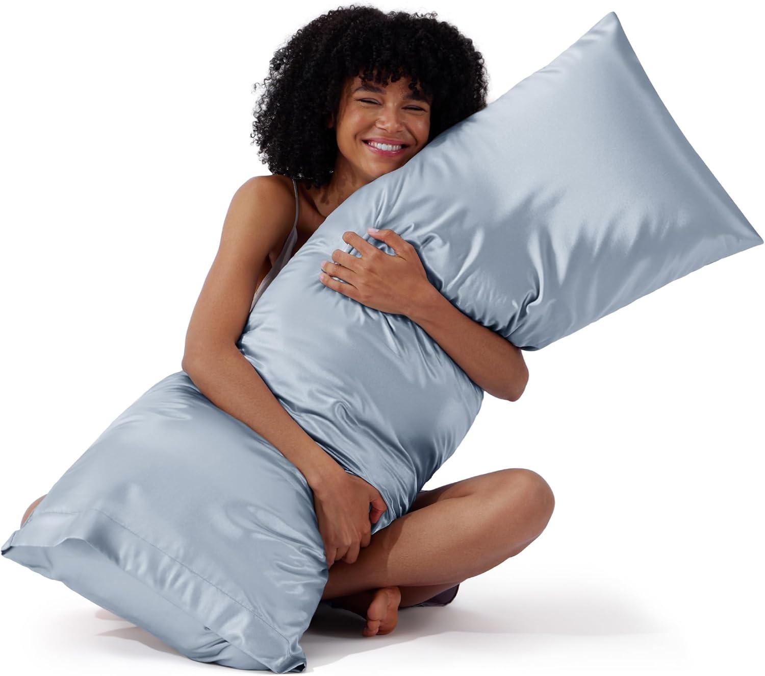 image:imageBedsure Satin Pillowcase Standard Set of 2 Silky Pillow Cases White Similar to Silk Pillow Cases Decorative Covers Room Decor Gifts for Women Men Envelope Closure For Hair Skin 20 x 2617 Stone Blue
