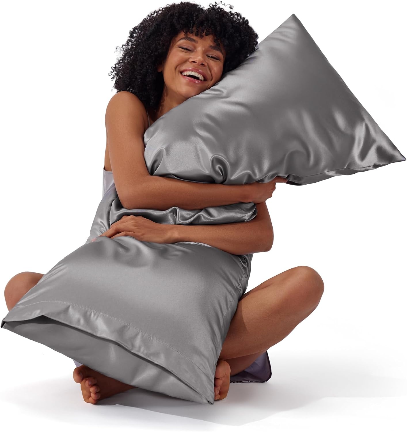image:imageBedsure Satin Pillowcase Standard Set of 2 Silky Pillow Cases White Similar to Silk Pillow Cases Decorative Covers Room Decor Gifts for Women Men Envelope Closure For Hair Skin 20 x 2605 Dark Grey