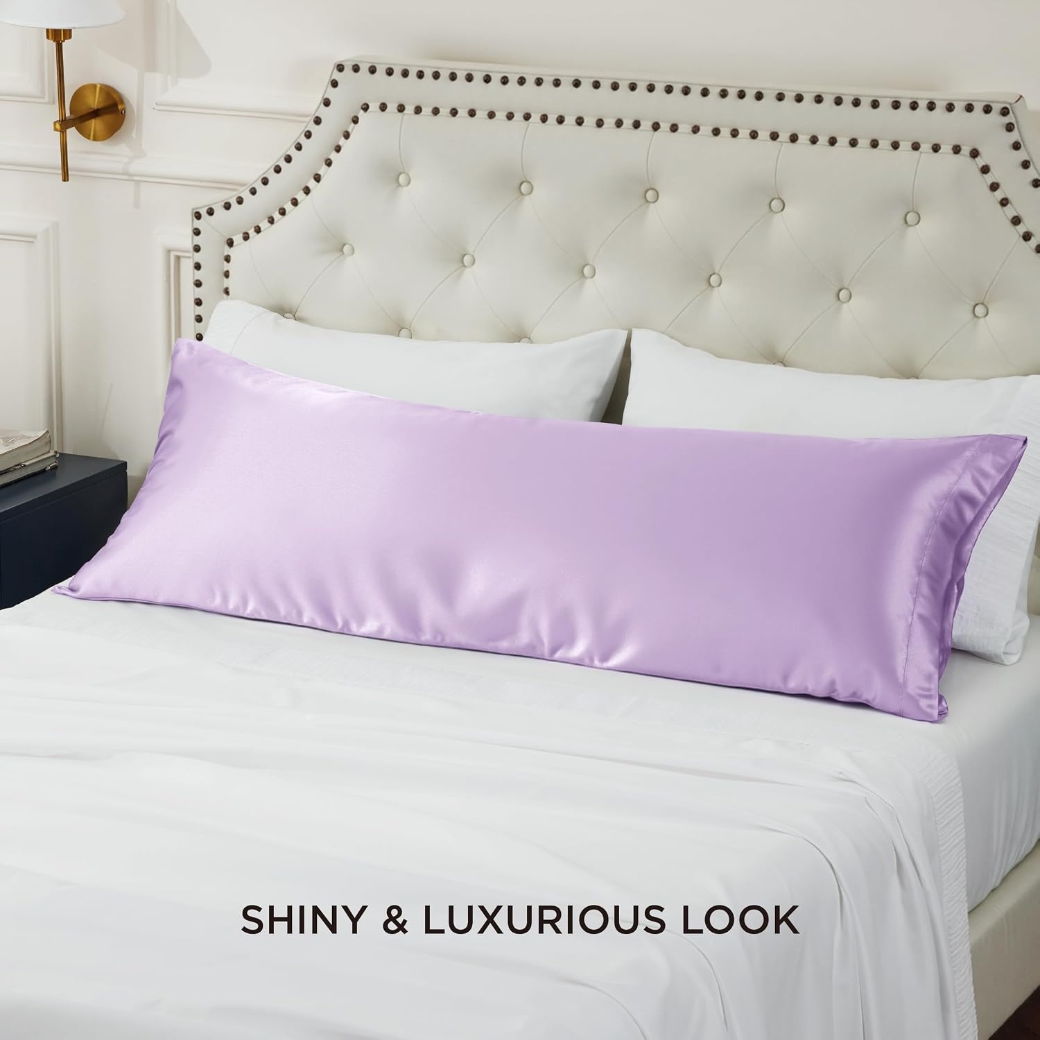 image:imageBedsure Satin Pillowcase Standard Set of 2 Silky Pillow Cases White Similar to Silk Pillow Cases Decorative Covers Room Decor Gifts for Women Men Envelope Closure For Hair Skin 20 x 2620 Lavender