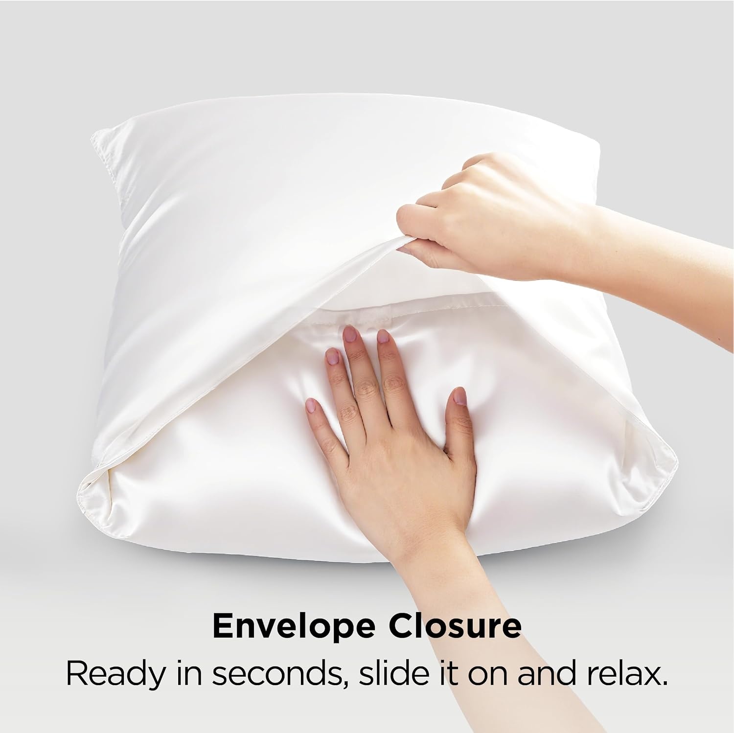 image:imageBedsure Satin Pillowcase Standard Set of 2 Silky Pillow Cases White Similar to Silk Pillow Cases Decorative Covers Room Decor Gifts for Women Men Envelope Closure For Hair Skin 20 x 2602 Pure White