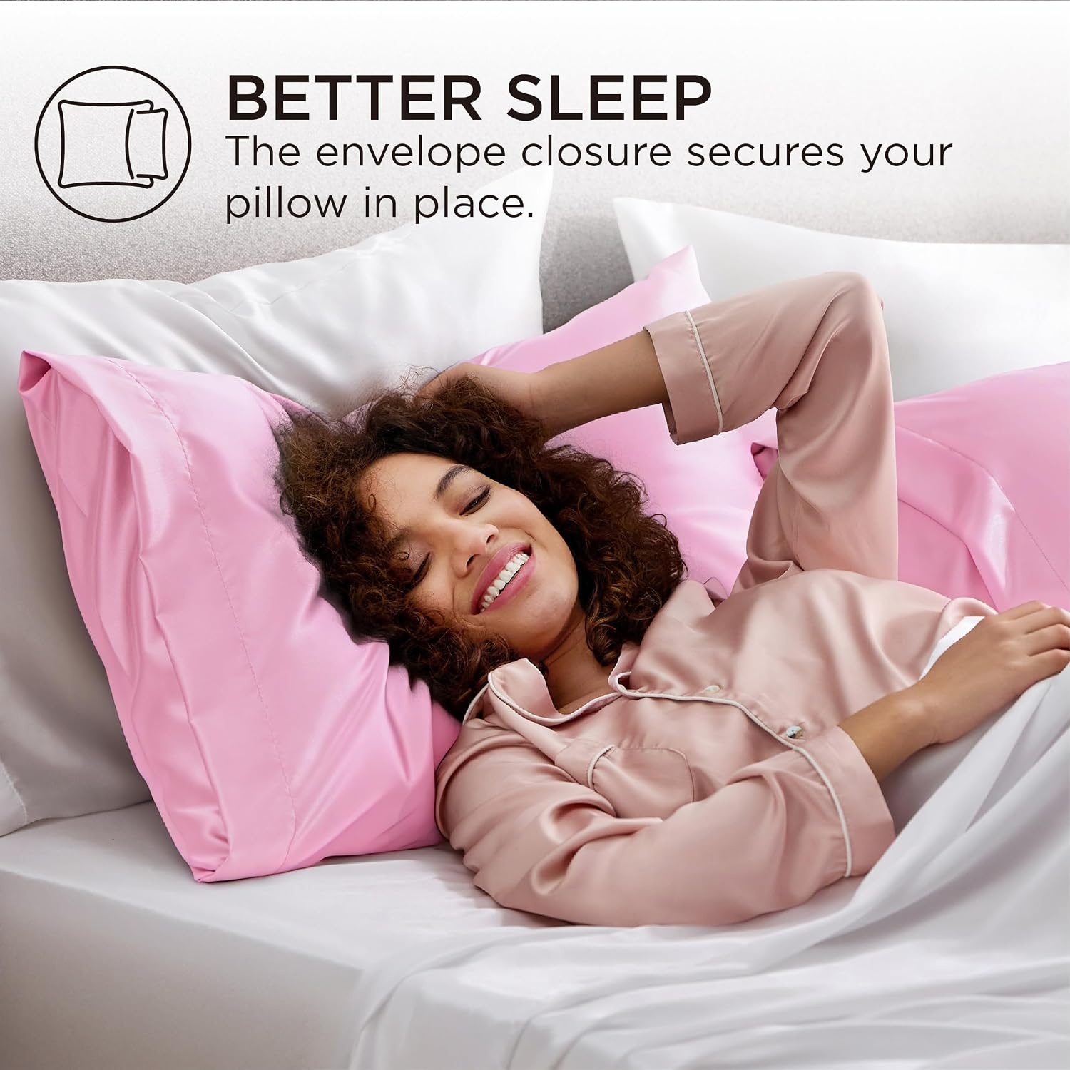 image:imageBedsure Satin Pillowcase Standard Set of 2 Silky Pillow Cases White Similar to Silk Pillow Cases Decorative Covers Room Decor Gifts for Women Men Envelope Closure For Hair Skin 20 x 2610 Pink