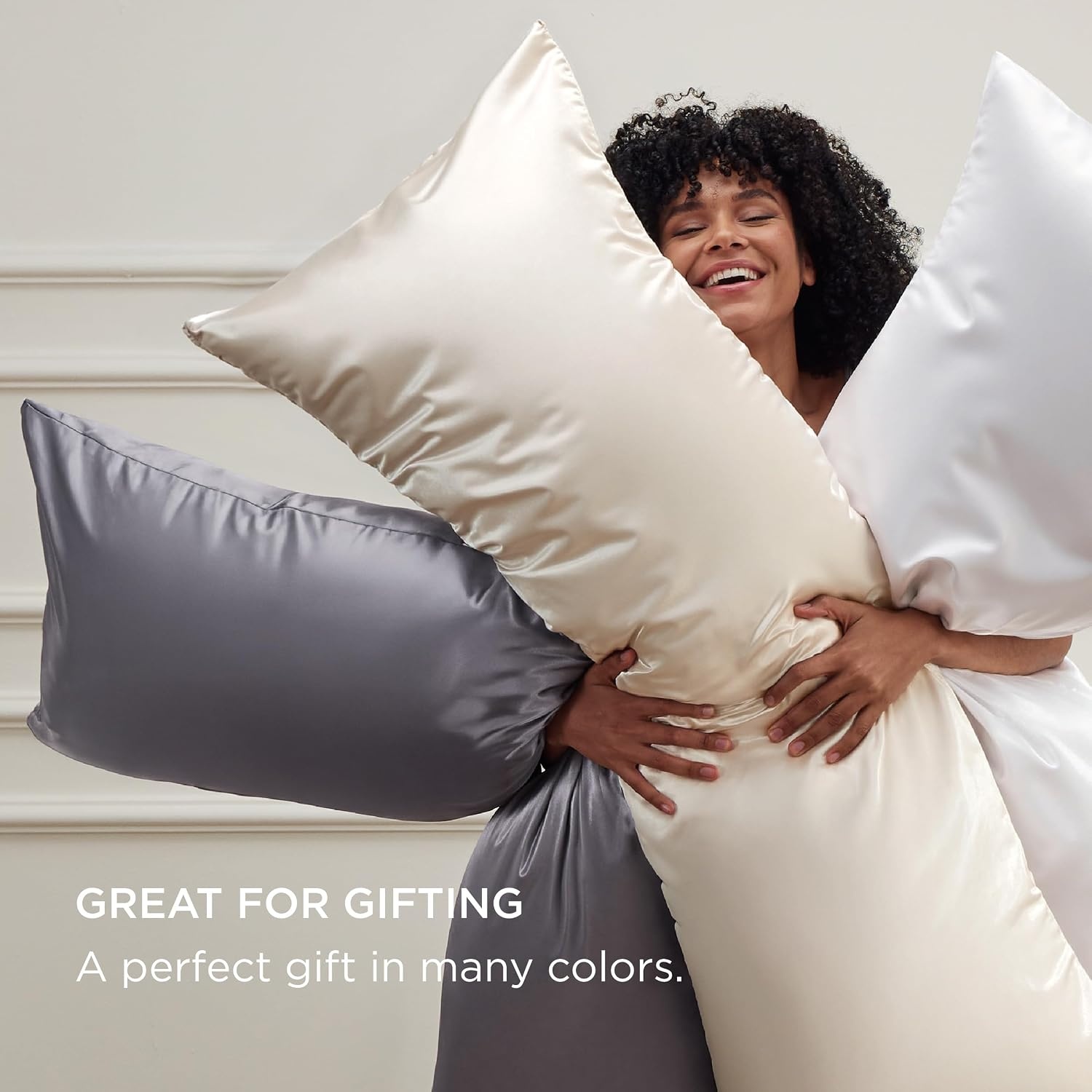 image:imageBedsure Satin Pillowcase with Zipper Similar to Silk Pillow Cases 2 Pack Satin Pillow Cases Queen Silky amp Soft Beige Pillow Covers Hair and Skin Valentines Day Gifts for Women Men 20x30 Inches03 Grey Zipper