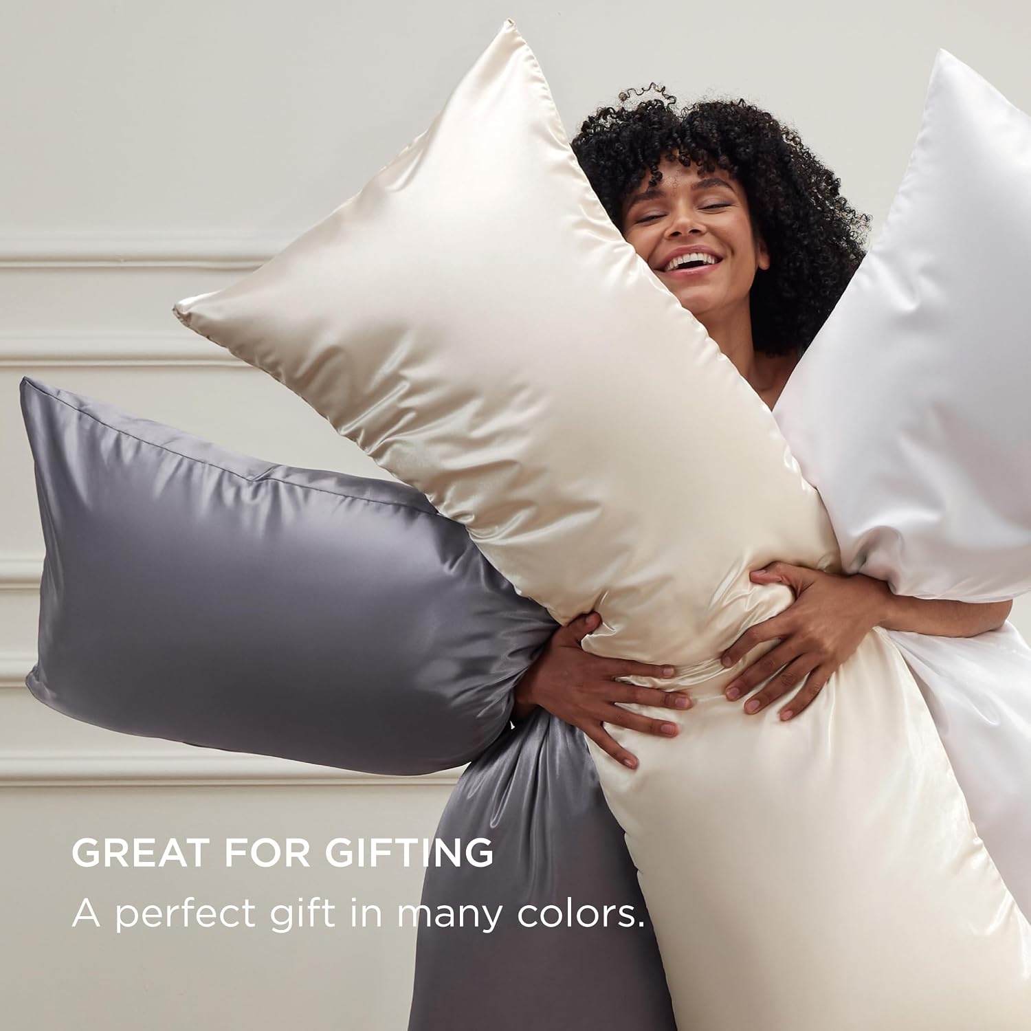 image:imageBedsure Satin Pillowcase with Zipper Similar to Silk Pillow Cases 2 Pack Satin Pillow Cases Queen Silky amp Soft Beige Pillow Covers Hair and Skin Valentines Day Gifts for Women Men 20x30 Inches01 Beige Zipper