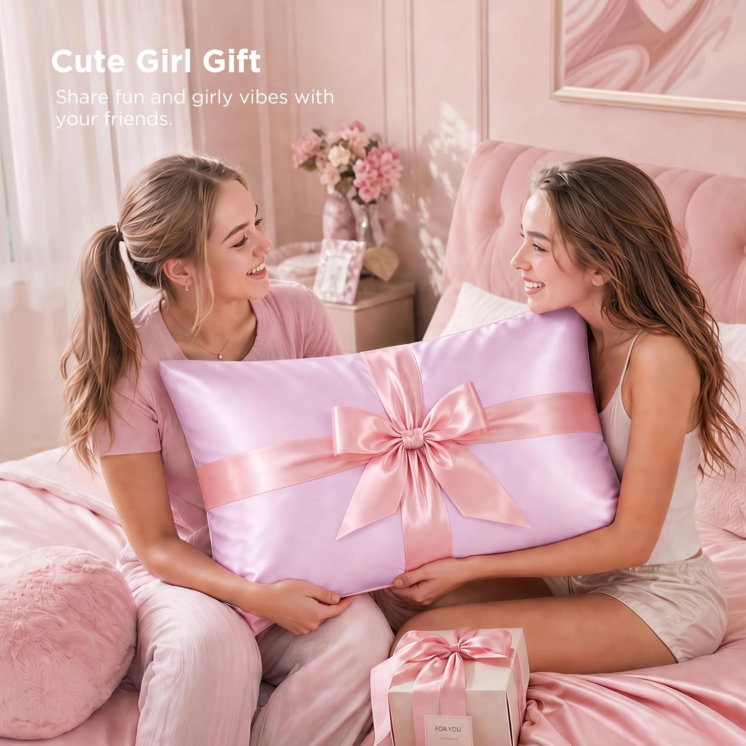 image:imageBedsure Satin Pillowcase with Zipper Similar to Silk Pillow Cases 2 Pack Satin Pillow Cases Queen Silky amp Soft Beige Pillow Covers Hair and Skin Valentines Day Gifts for Women Men 20x30 Inches07 Pink Zipper