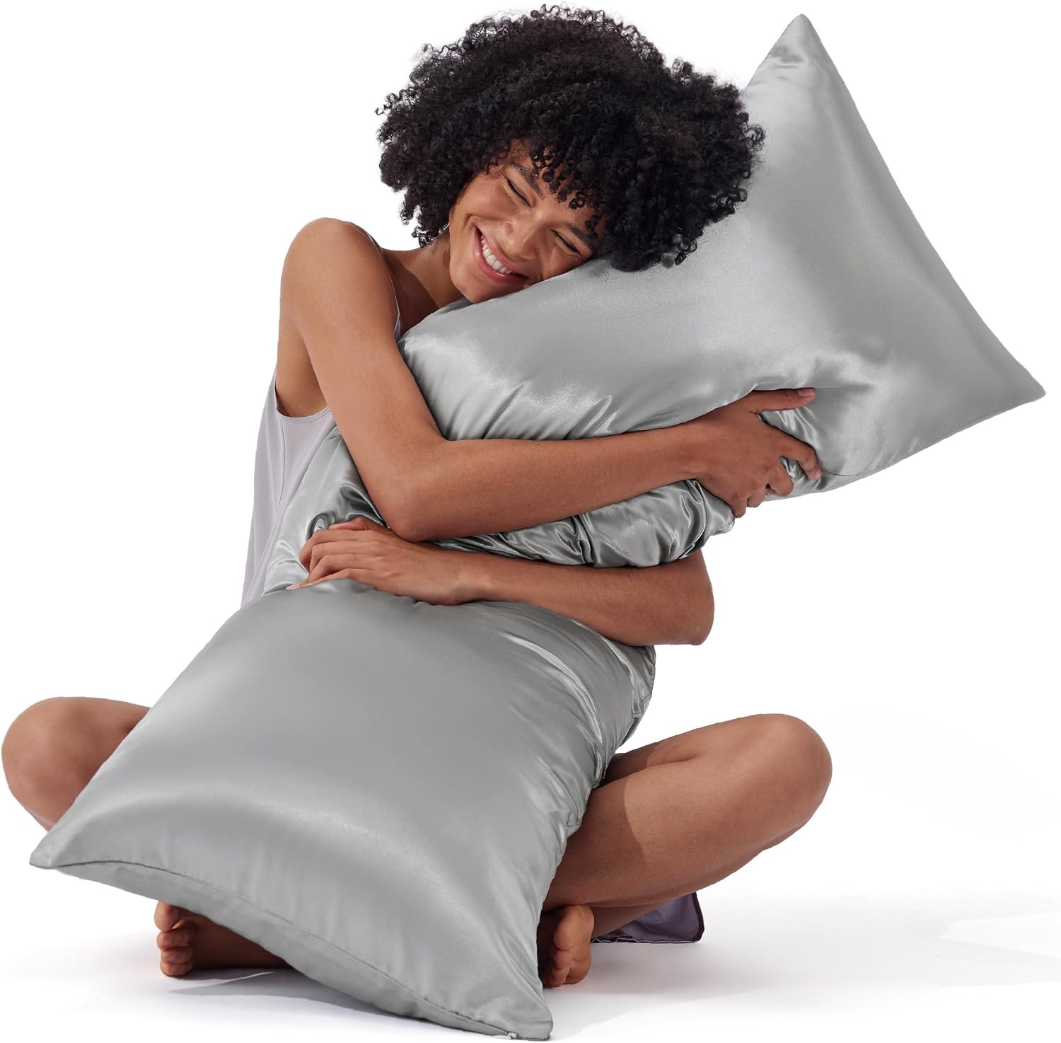 image:imageBedsure Satin Pillowcase with Zipper Similar to Silk Pillow Cases 2 Pack Satin Pillow Cases Queen Silky amp Soft Beige Pillow Covers Hair and Skin Valentines Day Gifts for Women Men 20x30 Inches03 Grey Zipper