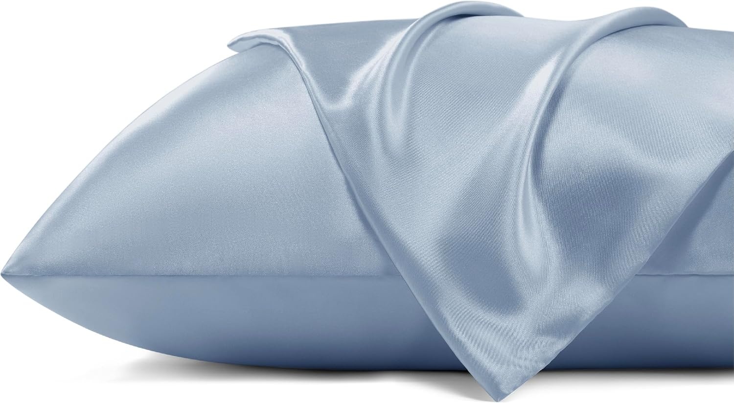 image:imageBedsure Satin Pillowcase with Zipper Similar to Silk Pillow Cases 2 Pack Satin Pillow Cases Queen Silky amp Soft Beige Pillow Covers Hair and Skin Valentines Day Gifts for Women Men 20x30 Inches12 Stone Blue Zipper