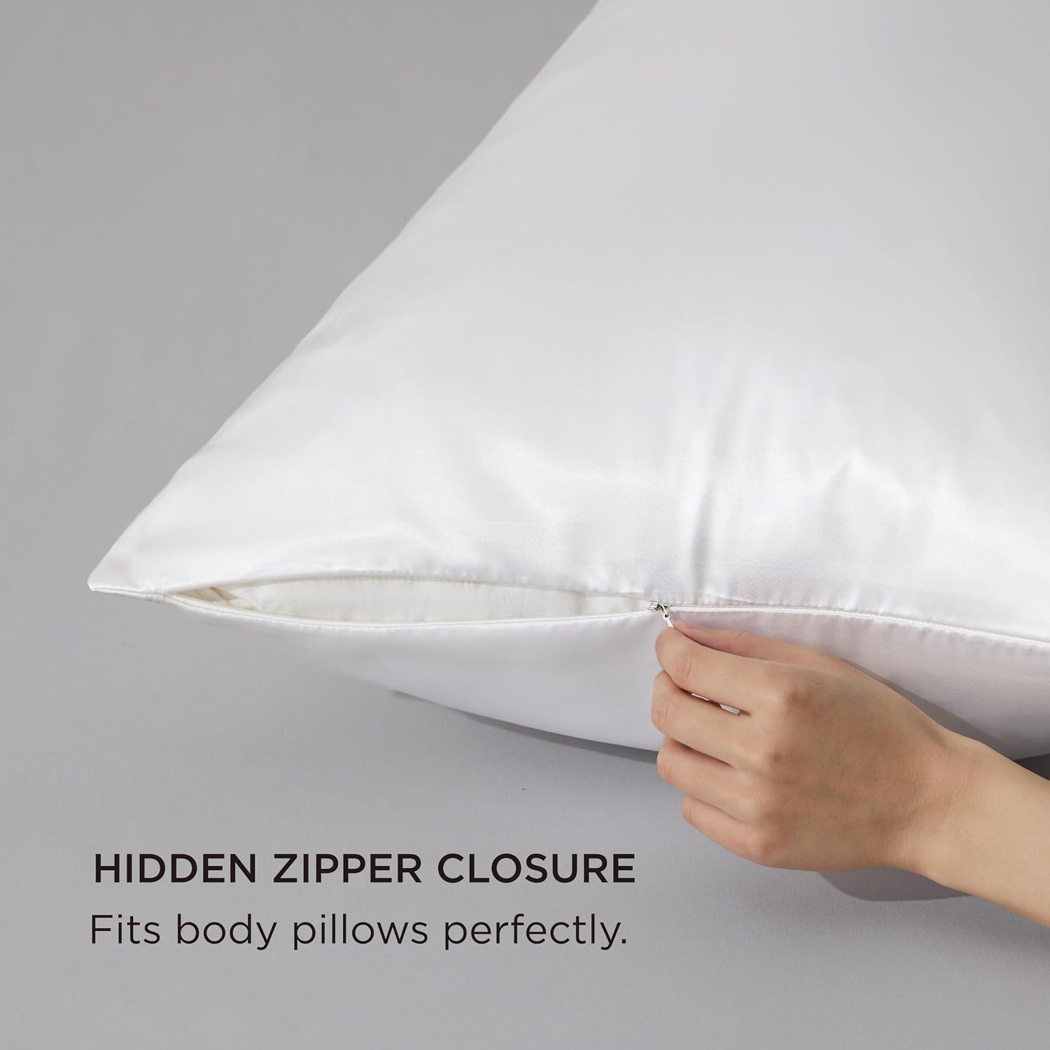image:imageBedsure Satin Pillowcase with Zipper Similar to Silk Pillow Cases 2 Pack Satin Pillow Cases Queen Silky amp Soft Beige Pillow Covers Hair and Skin Valentines Day Gifts for Women Men 20x30 Inches02 White Zipper