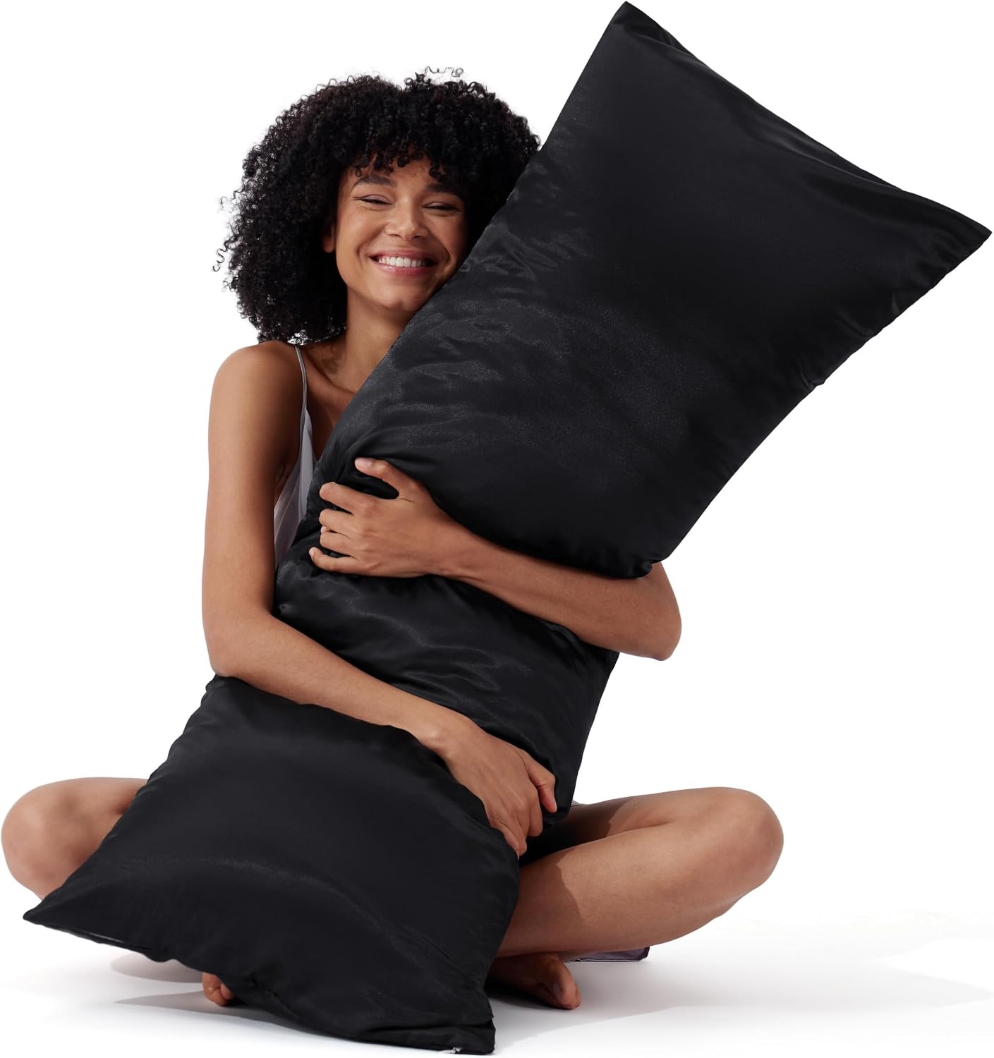 image:imageBedsure Satin Pillowcase with Zipper Similar to Silk Pillow Cases 2 Pack Satin Pillow Cases Queen Silky amp Soft Beige Pillow Covers Hair and Skin Valentines Day Gifts for Women Men 20x30 Inches04 Black Zipper