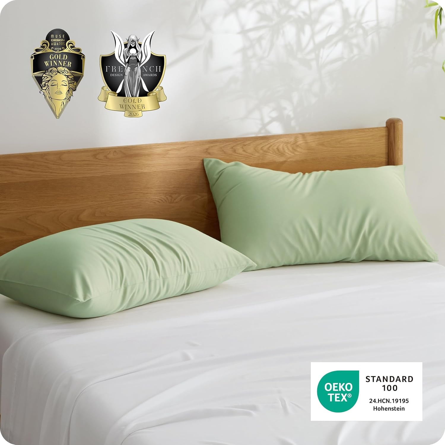 image:imageBedsure Zipper Pillow Cases Queen Size from Rayon Derived from Bamboo Cooling Pillowcase for Hot Sleepers Soft amp PureWoven Pillow Covers Gift Light Blue 20x30 Inches07 Green