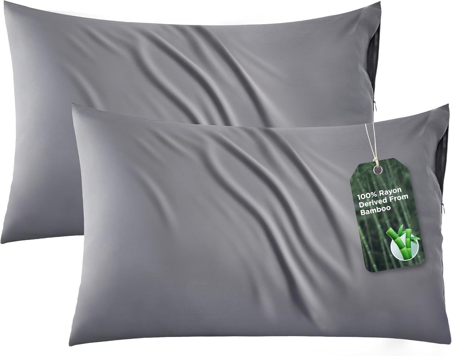 image:imageBedsure Zipper Pillow Cases Queen Size from Rayon Derived from Bamboo Cooling Pillowcase for Hot Sleepers Soft amp PureWoven Pillow Covers Gift Light Blue 20x30 Inches01 Grey