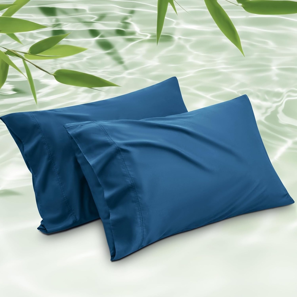 image:imageBedsure King Size Pillow Cases Set of 2 100 Rayon Derived from Bamboo Cooling Pillowcases Similar to Silk Pillow Case Covers with Envelope Closure PureWoven Bedding Dark Grey 20x36 Inches13 Teal