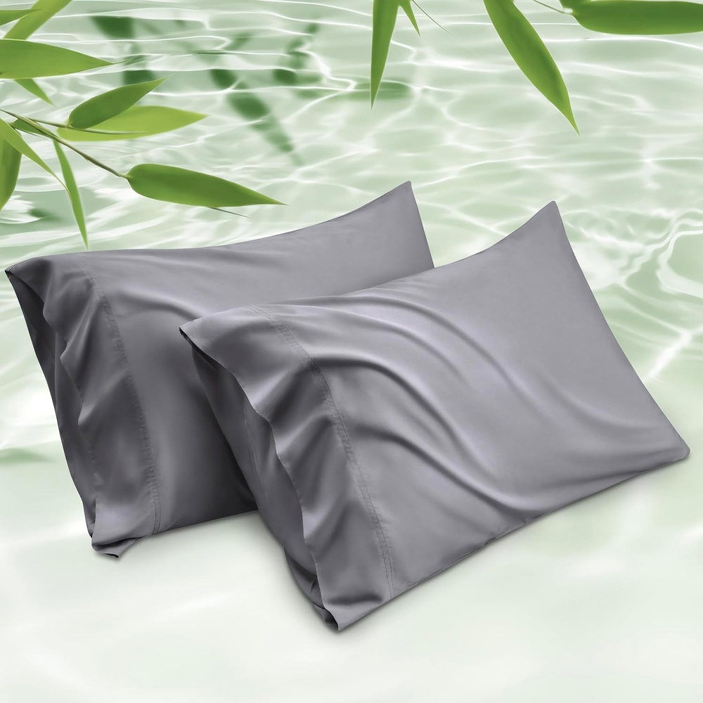 image:imageBedsure King Size Pillow Cases Set of 2 100 Rayon Derived from Bamboo Cooling Pillowcases Similar to Silk Pillow Case Covers with Envelope Closure PureWoven Bedding Dark Grey 20x36 Inches01 Dark Grey