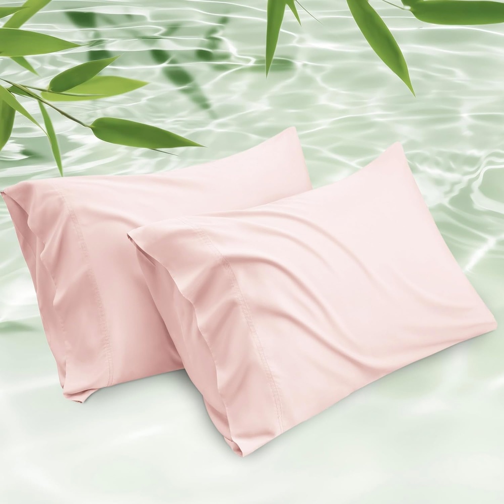 image:imageBedsure King Size Pillow Cases Set of 2 100 Rayon Derived from Bamboo Cooling Pillowcases Similar to Silk Pillow Case Covers with Envelope Closure PureWoven Bedding Dark Grey 20x36 Inches10 Pink